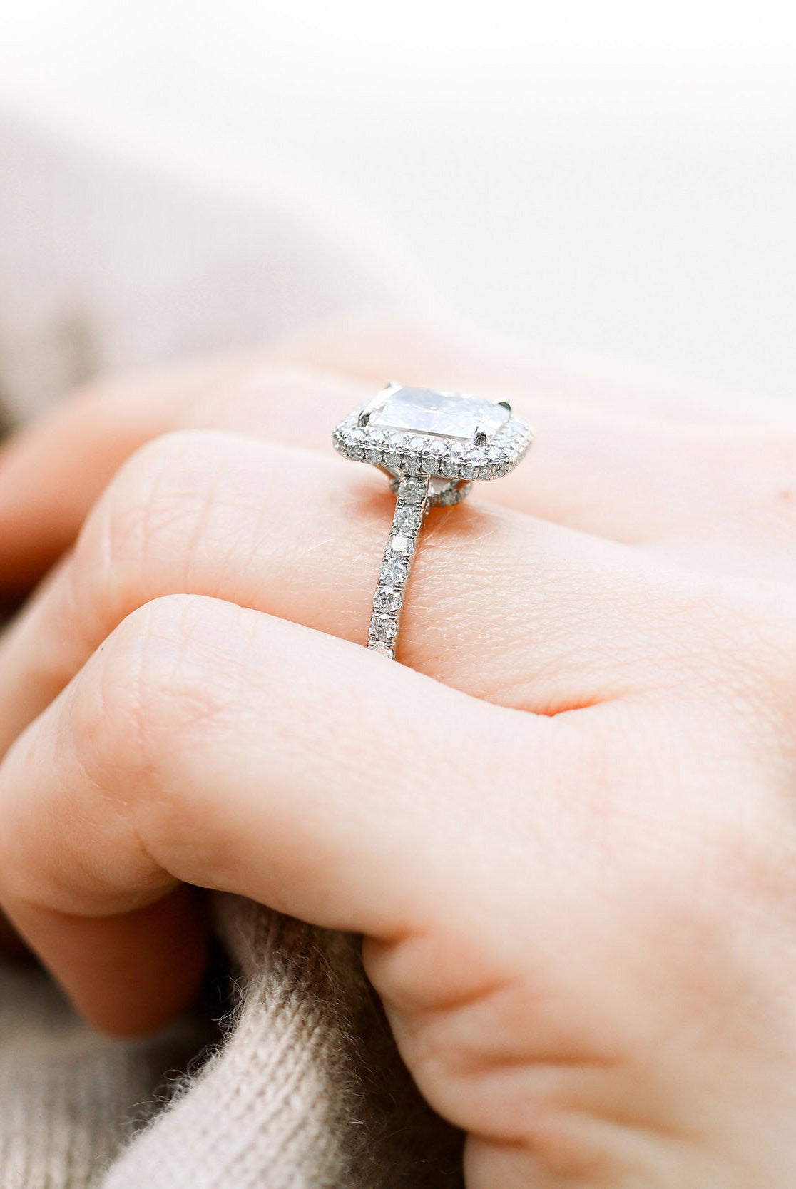 Moissanite engagement ring set for brides sale clearance