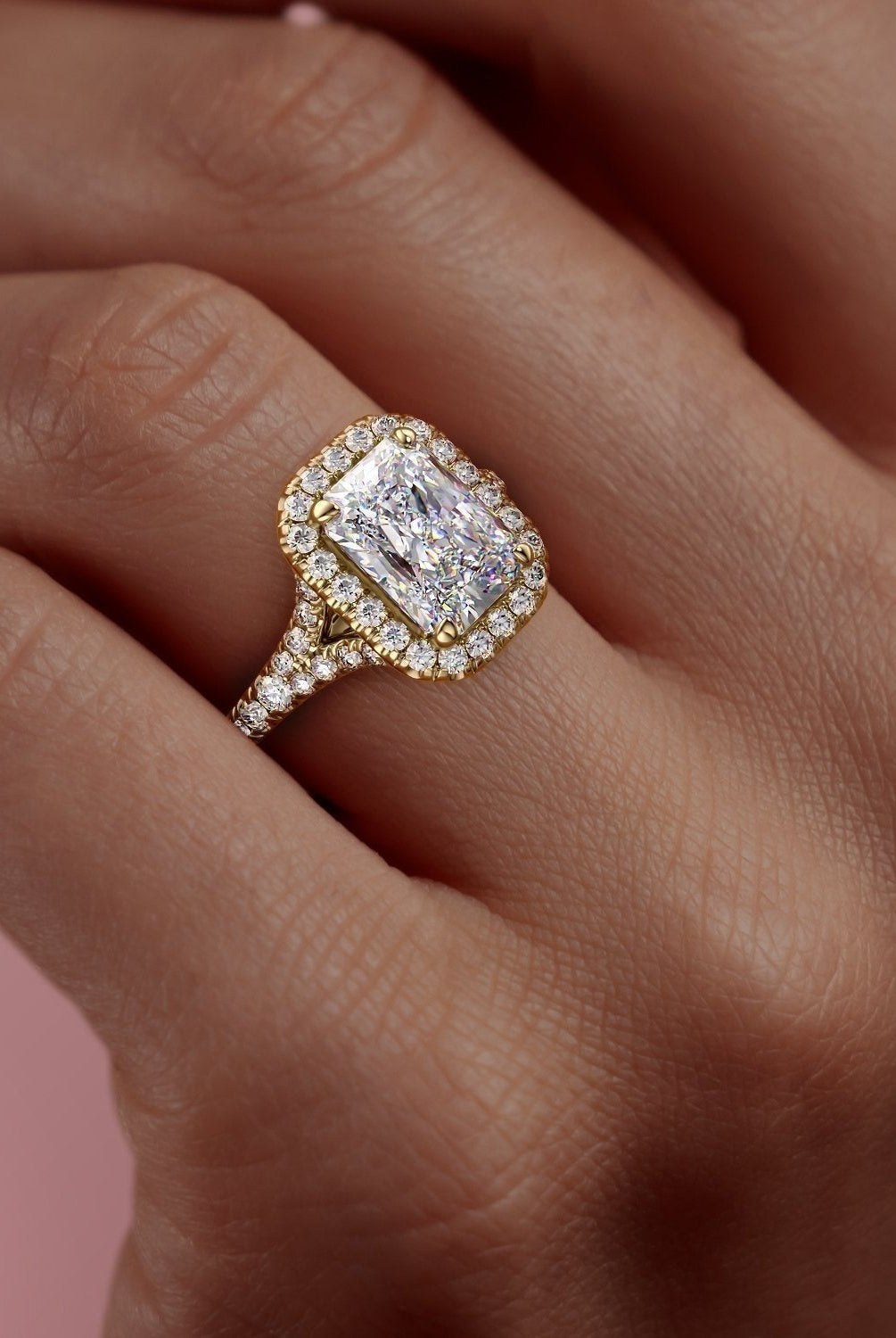 2-1-ct-radiant-cut-halo-split-shank-setting-moissanite-engagement-ring