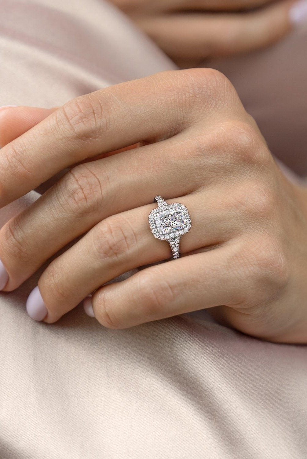 2-1-ct-radiant-cut-halo-split-shank-setting-moissanite-engagement-ring