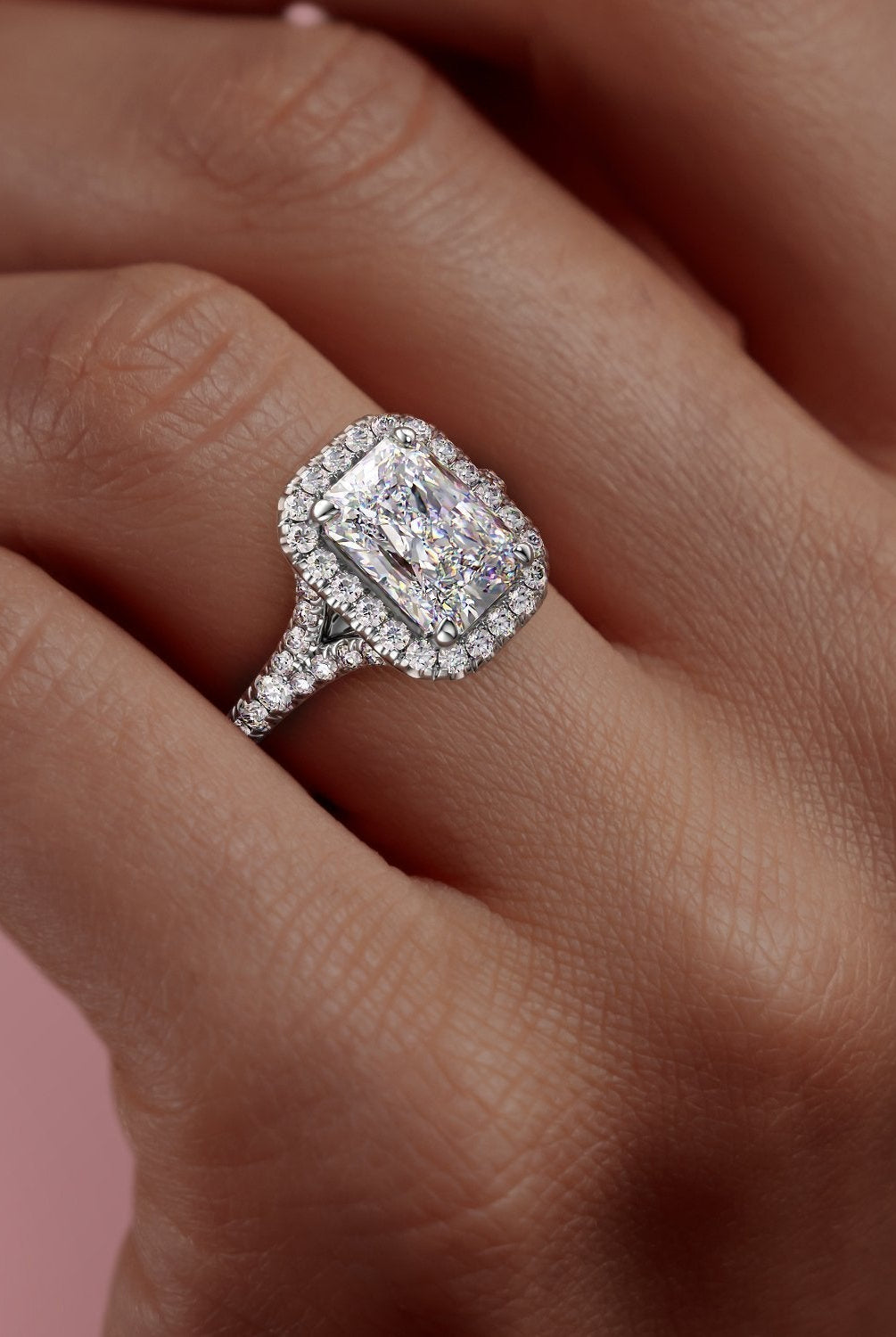 2-1-ct-radiant-cut-halo-split-shank-setting-moissanite-engagement-ring