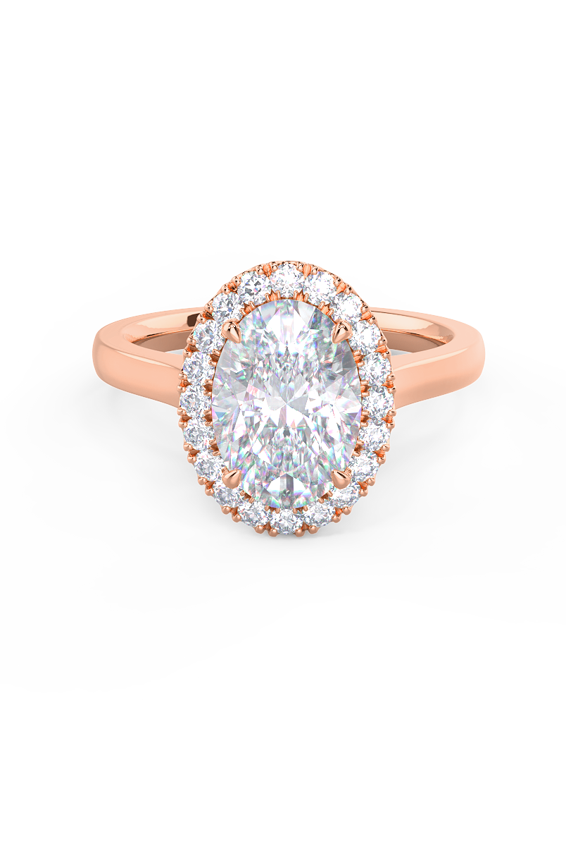 2.0CT Cathedral Set Oval Moissanite Diamond Halo Engagement Ring For Her