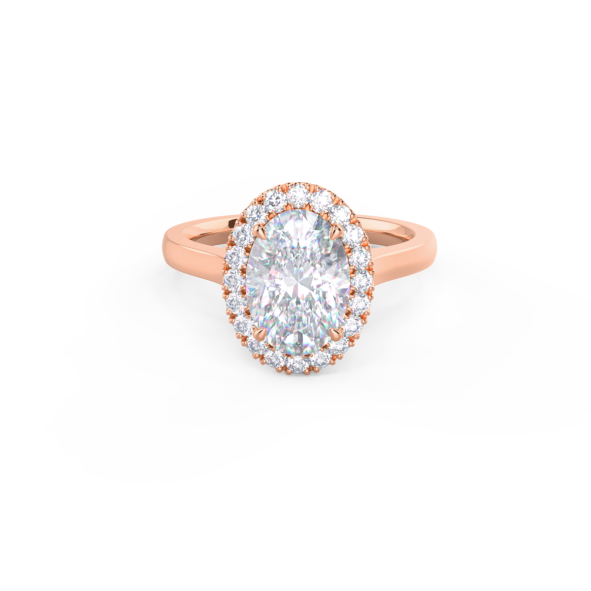 2.0CT Cathedral Set Oval Moissanite Diamond Halo Engagement Ring For Her