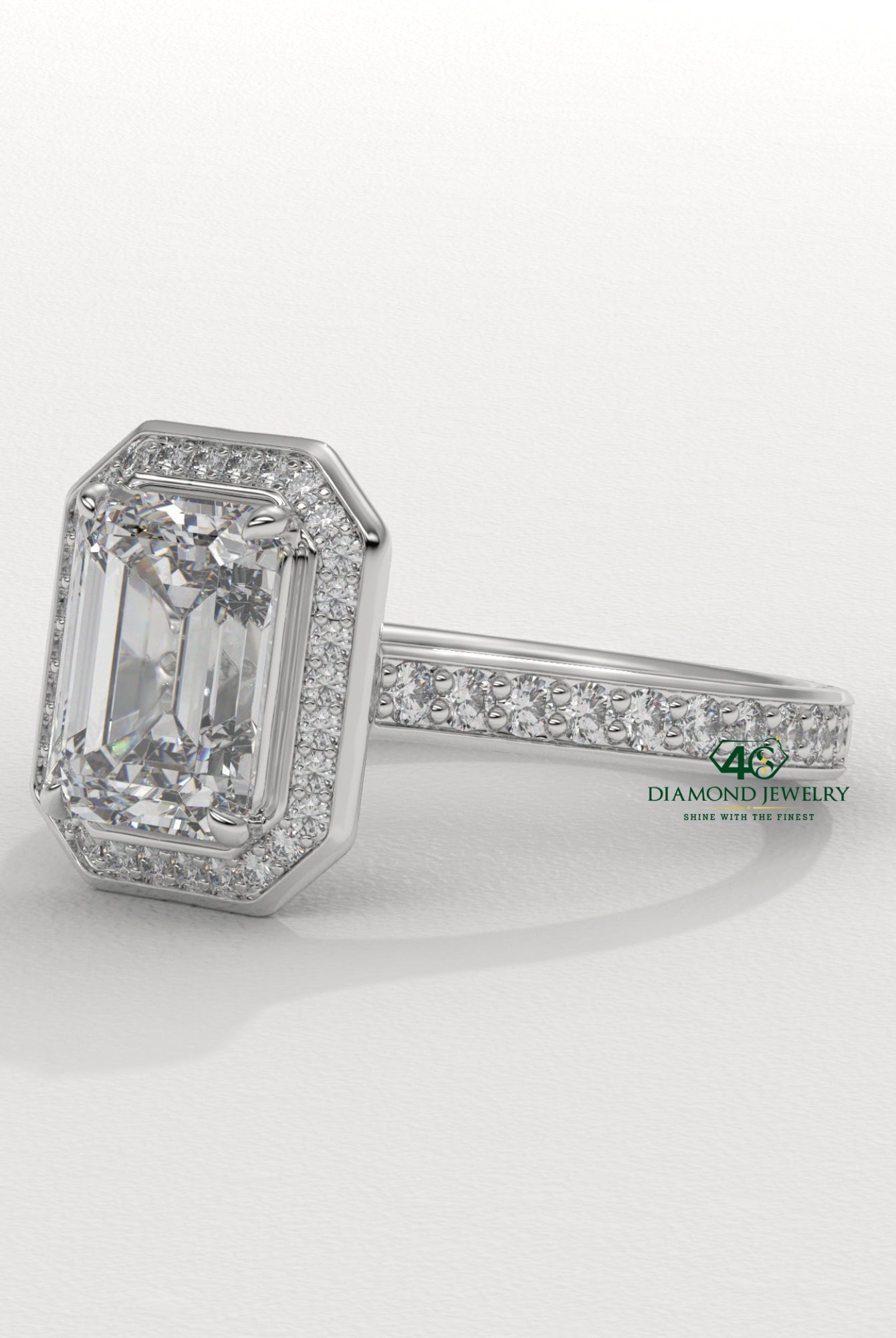 etite emerald cut ring, emerald and round diamond ring, emerald cut cathedral setting, emerald cut cluster ring, emerald cut eternity band