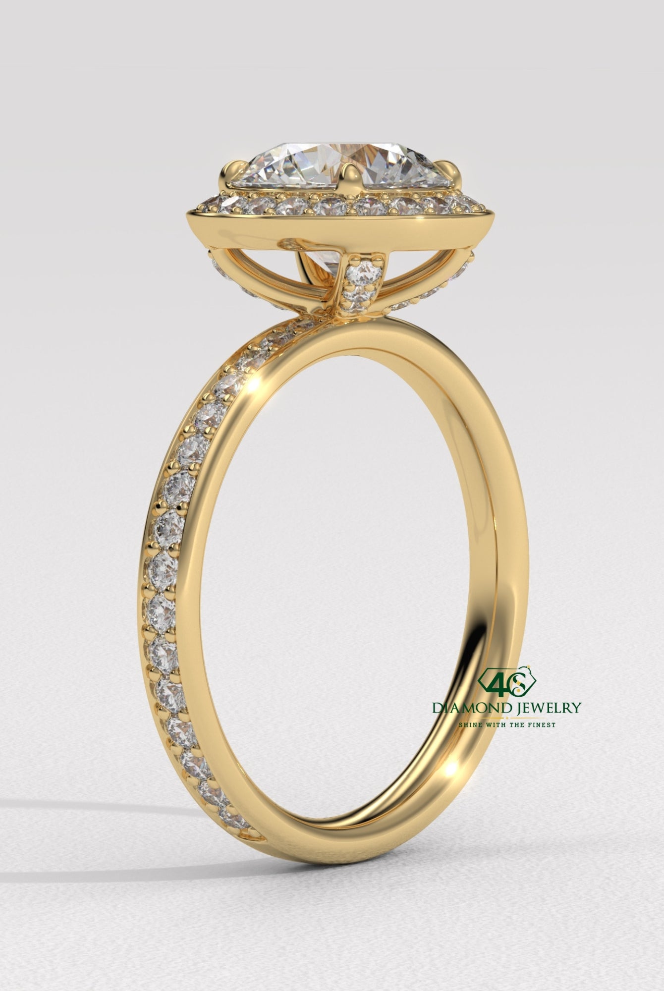 handcrafted round diamond ring, fine gold round cut ring, minimalist round diamond ring, gold ring for proposal, round diamond cathedral setting, premium round cut engagement ring, gold twisted band with diamond