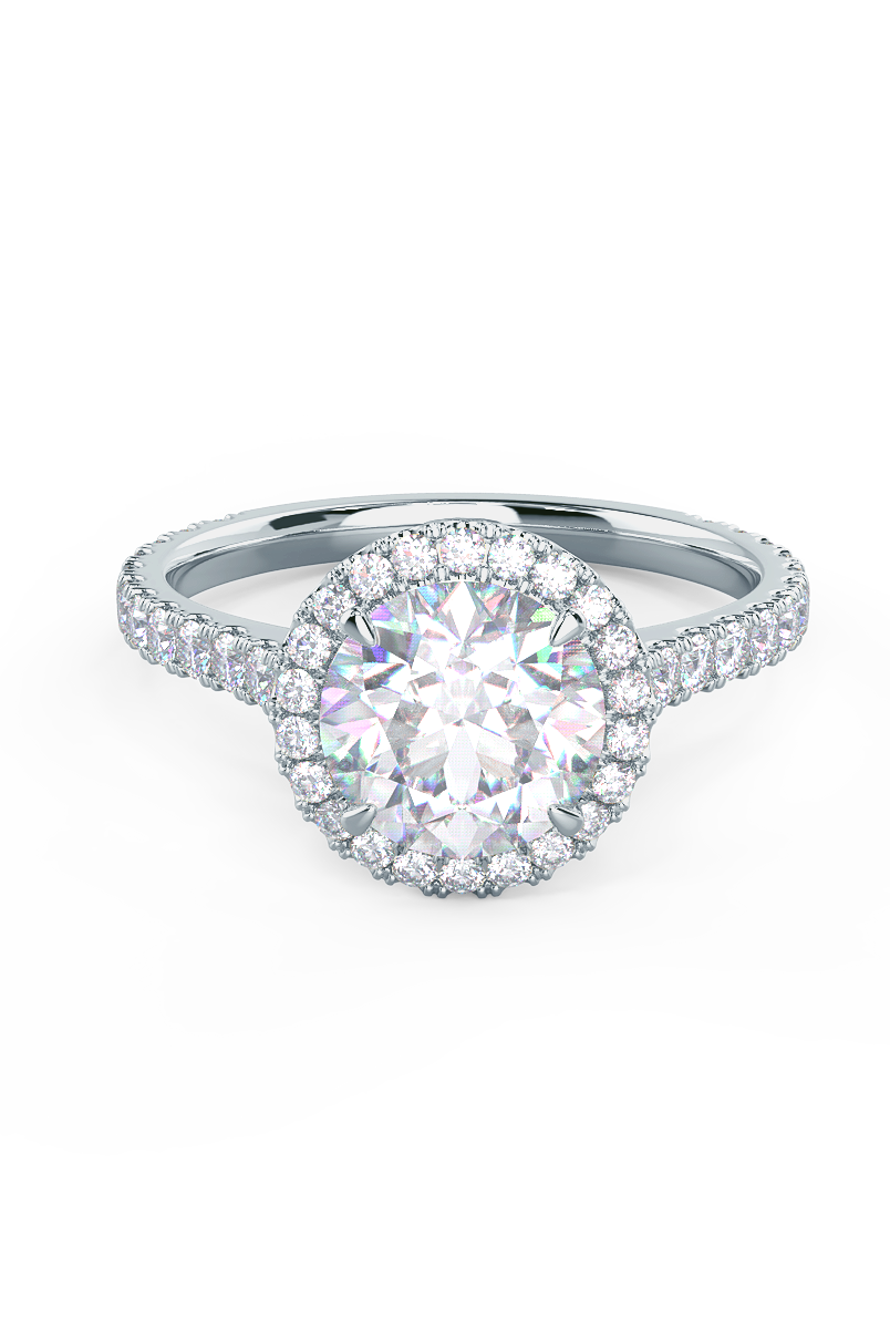 2.25CT Round Brilliant Cut Moissanite Halo Pave Diamond Engagement Ring
