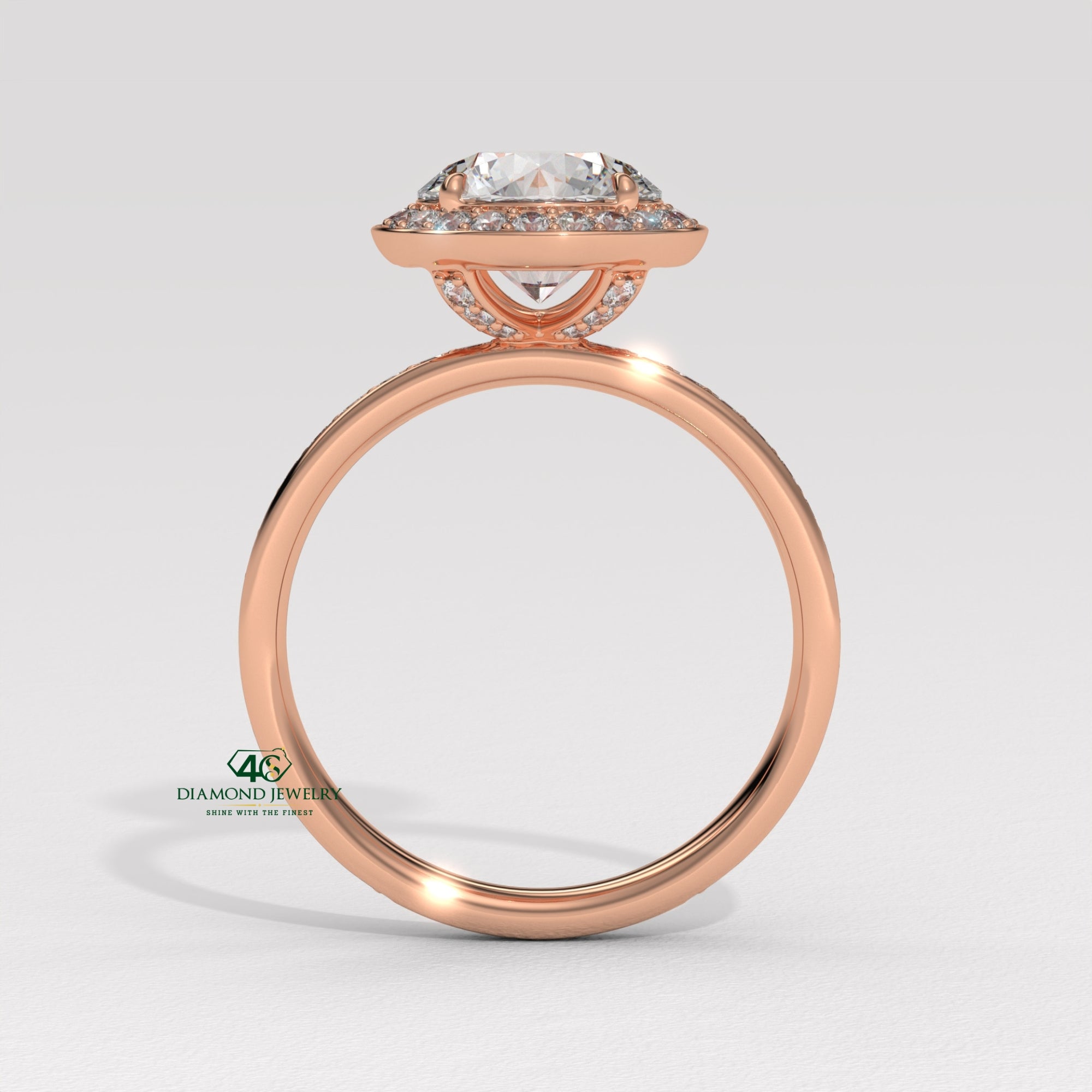 round diamond ring for her, gold engagement ring classic style
