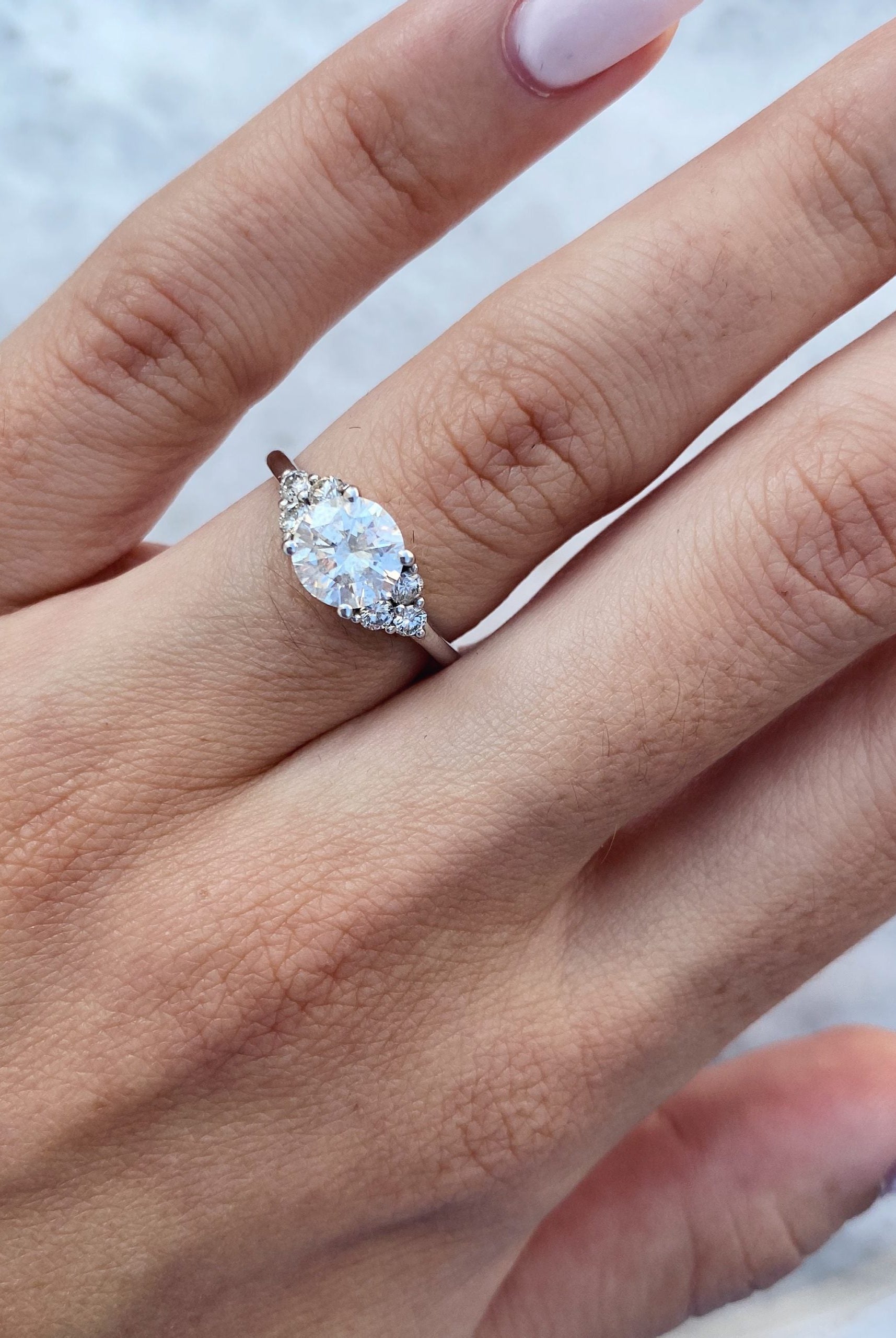 1.15CT Round Cluster Moissanite Diamond Solitaire Engagement Ring In Solid Gold