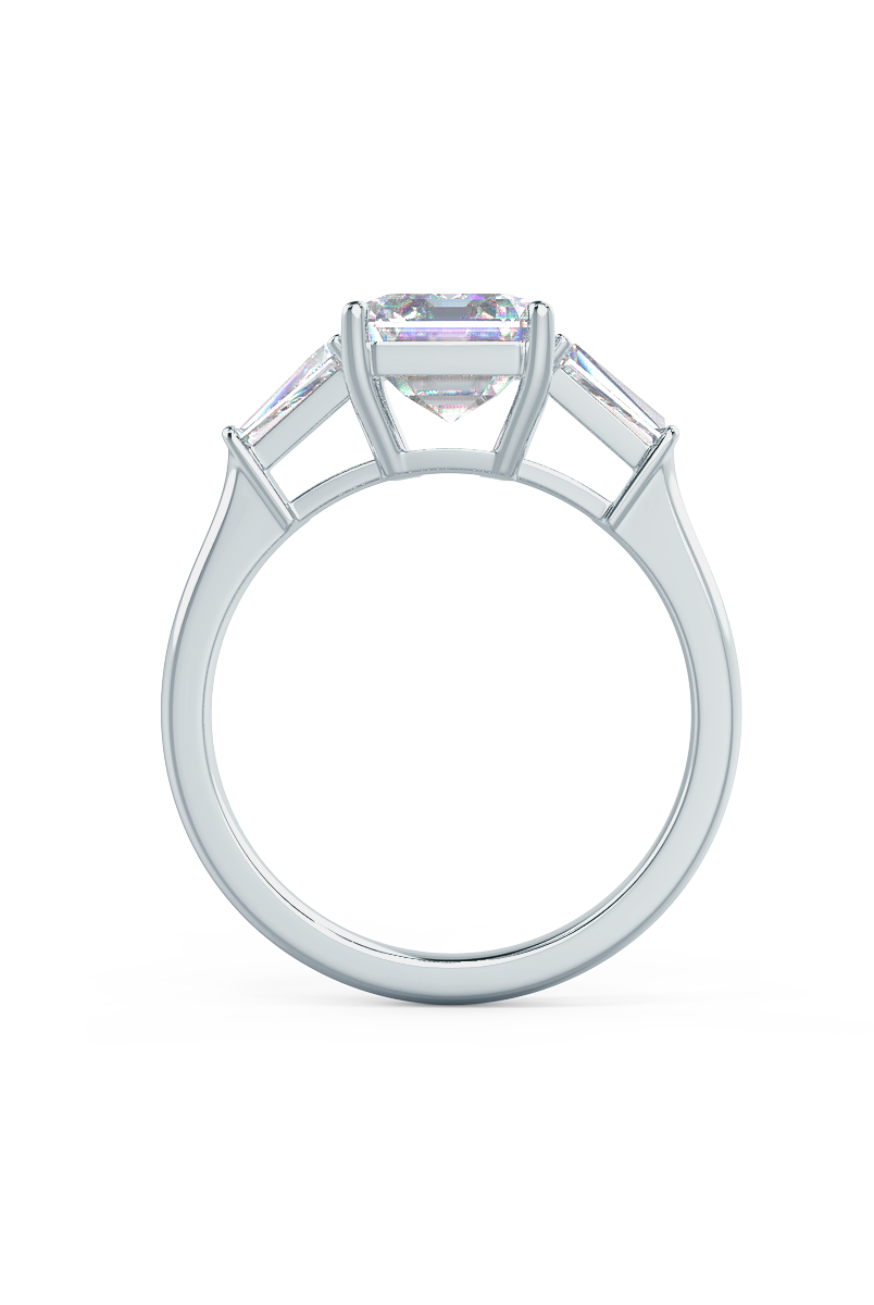 1.75CT Asscher Three Stone Moissanite Diamond Solitaire Engagement Ring