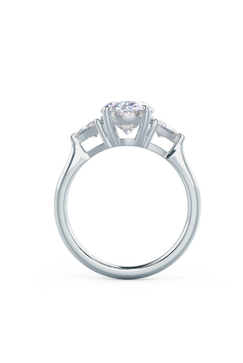2.25CT Oval Three Stone Moissanite Diamond Cathedral Set Engagement Ring For Her