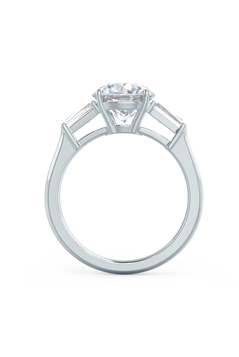 2.0CT Cathedral Set Round Moissanite Diamond Three Stone Engagement Ring