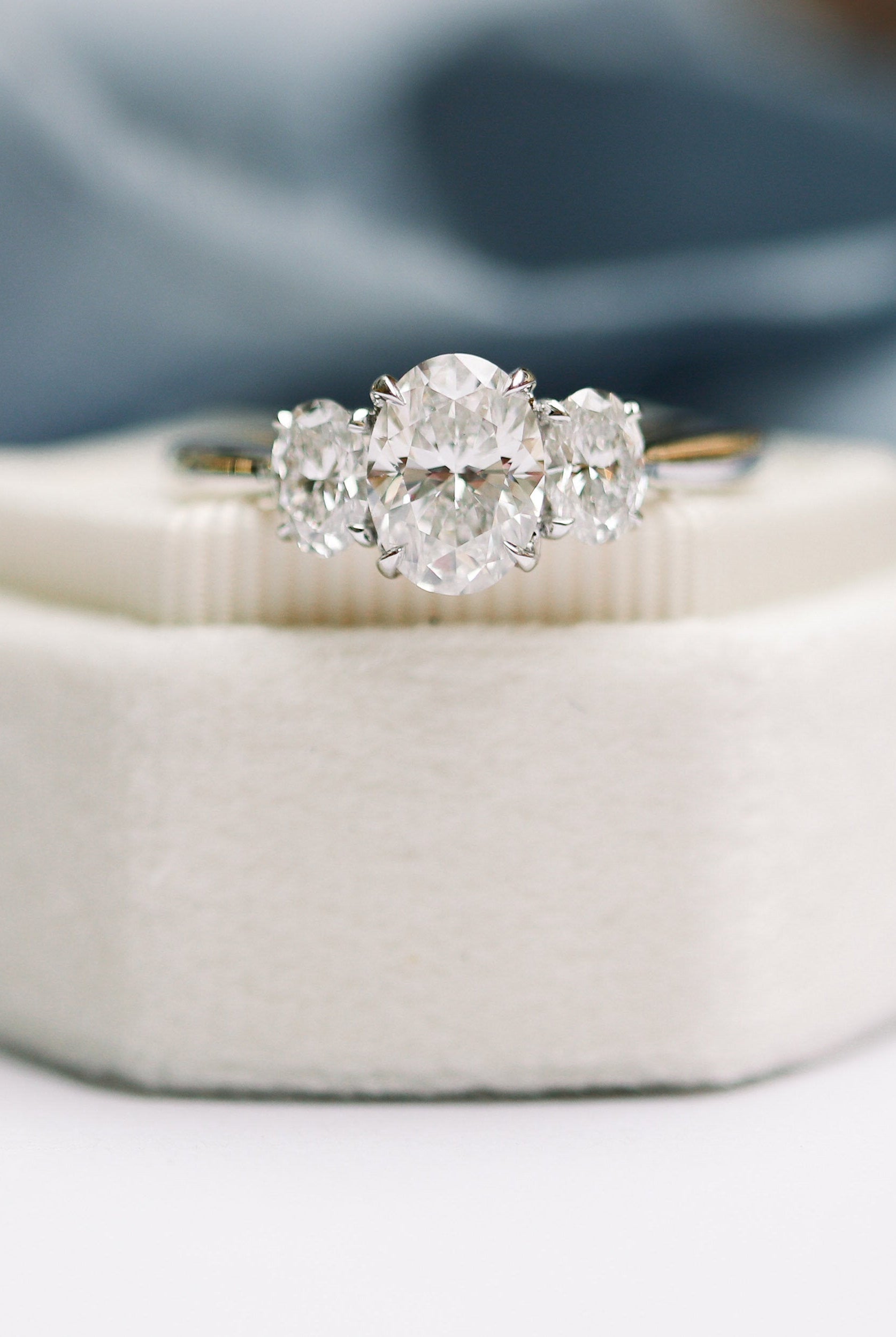 1.50CT Oval Three Stone Moissanite Diamond Solitaire Engagement Ring For Women