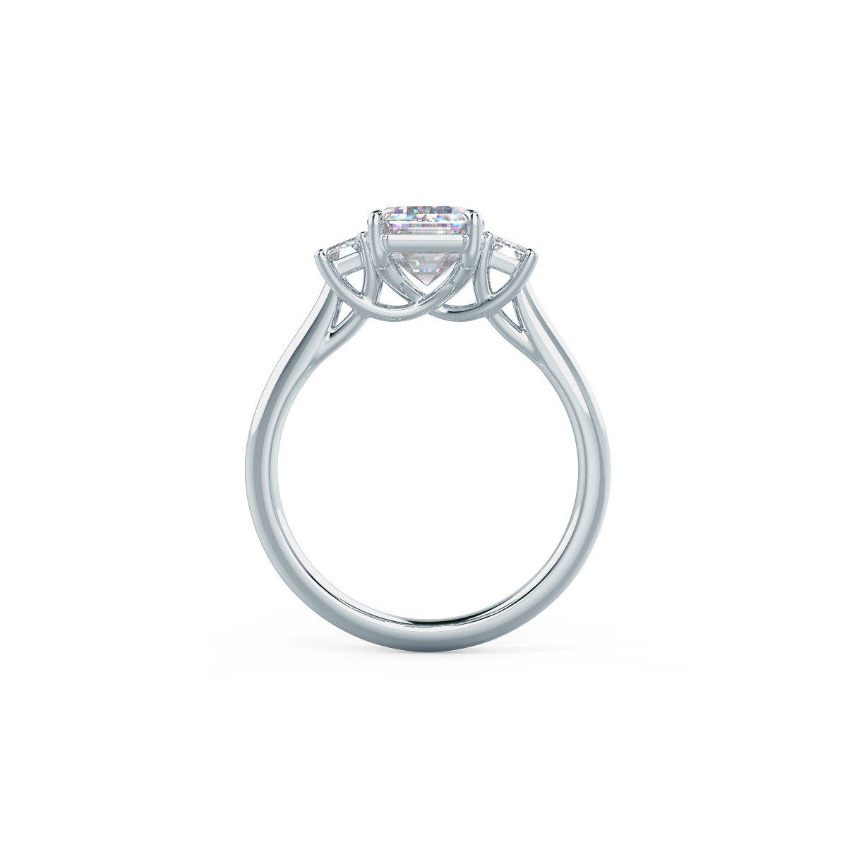 2.0CT Emerald Cut Moissanite Three Stone Diamond Engagement Ring