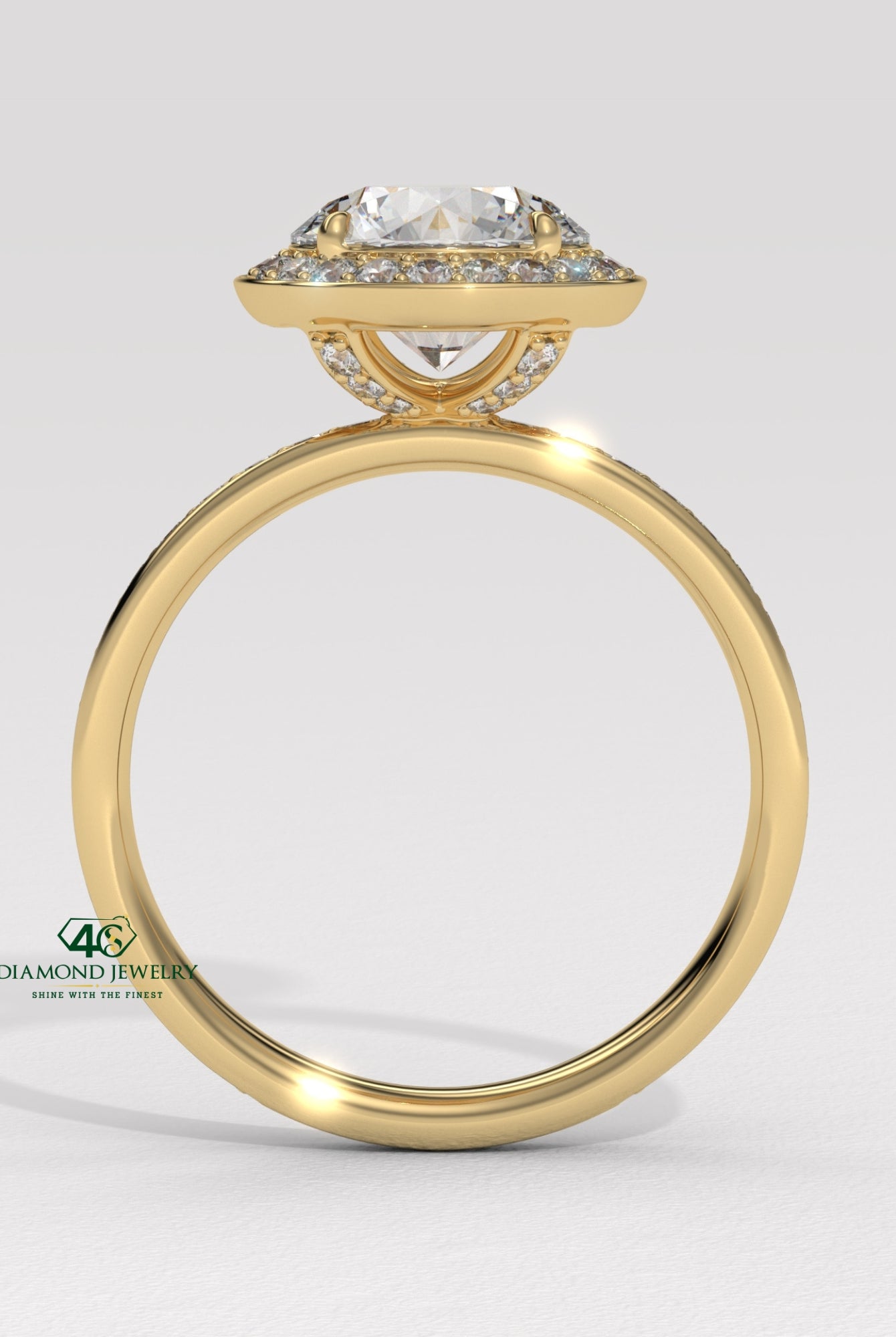 modern round diamond ring, round diamond split shank ring, petite round diamond ring, artistic round cut ring design, luxury round cut gold ring, round diamond ring for her, gold engagement ring classic style