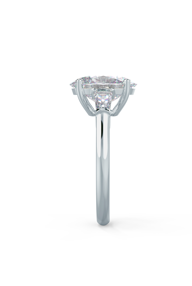 2.25CT Oval Three Stone Moissanite Diamond Four Prong Engagement Ring For Women