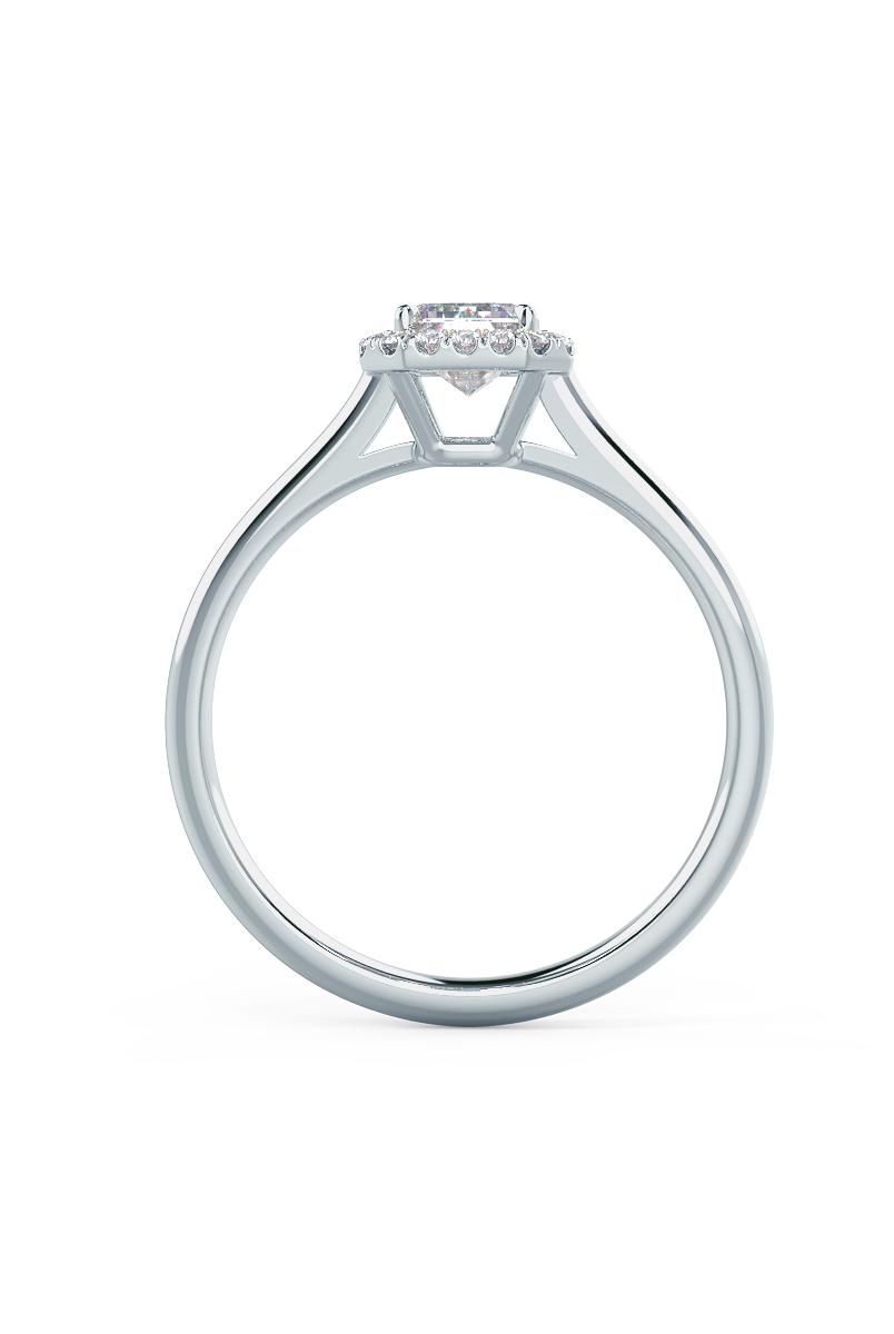 1.0CT Emerald Cut Halo Moissanite Diamond Solitaire Engagement Ring