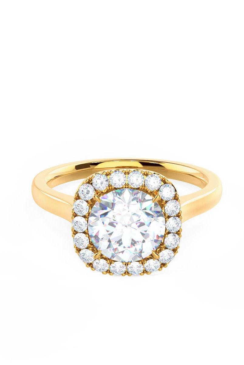1.75CT Cathedral Set Round Moissanite Diamond Halo Engagement Ring For Women