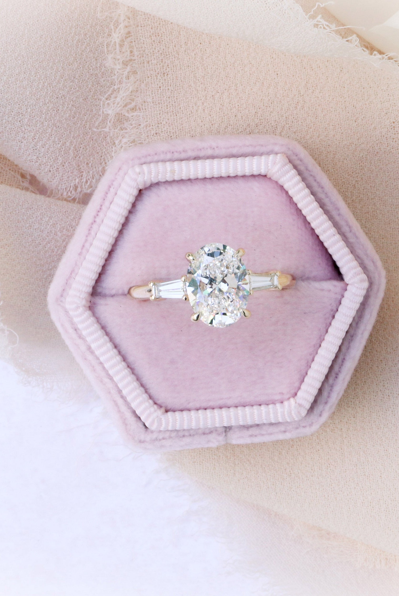 2.25CT Oval Three Stone Moissanite Diamond Four Prong Engagement Ring For Women