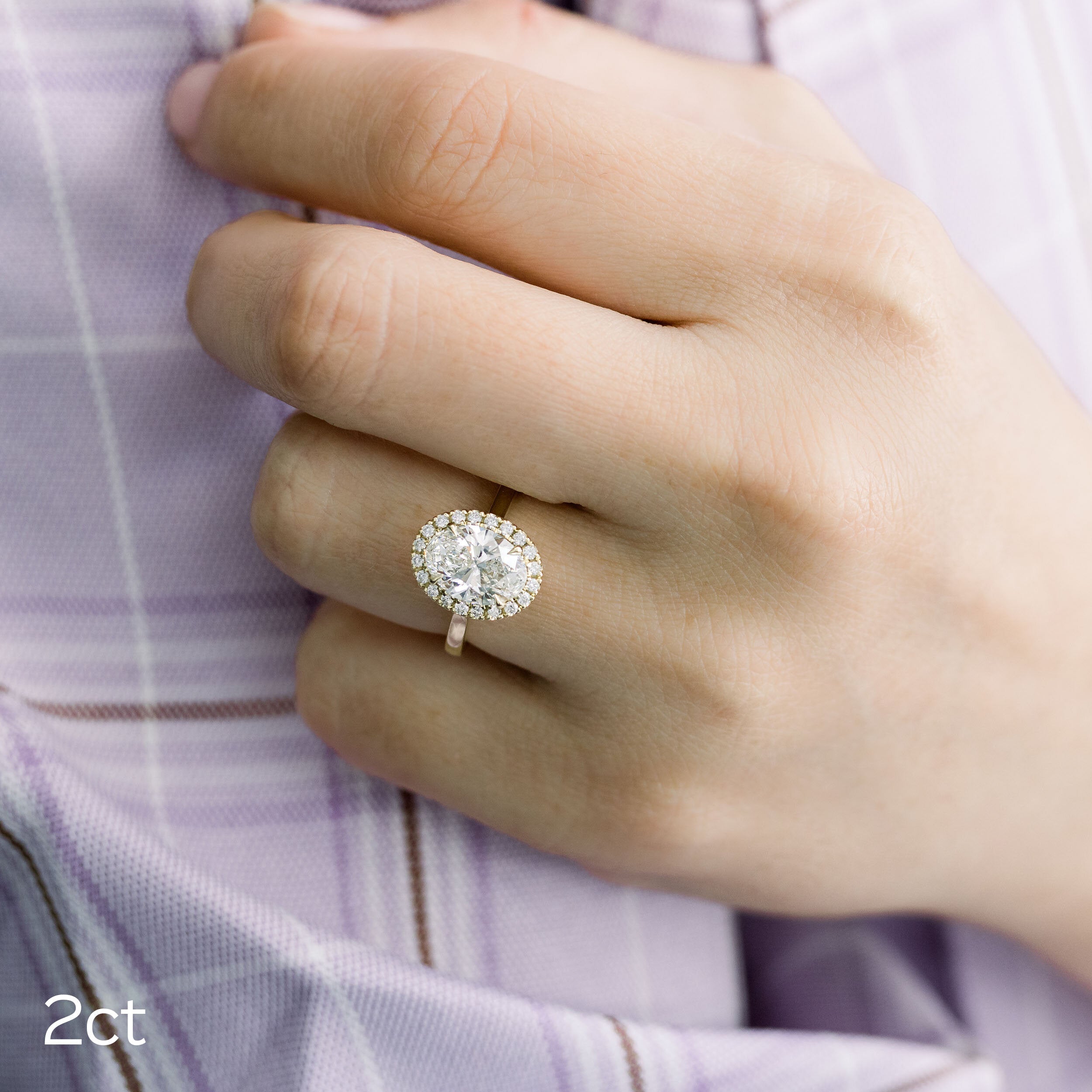 2.0CT Cathedral Set Oval Moissanite Diamond Halo Engagement Ring For Her