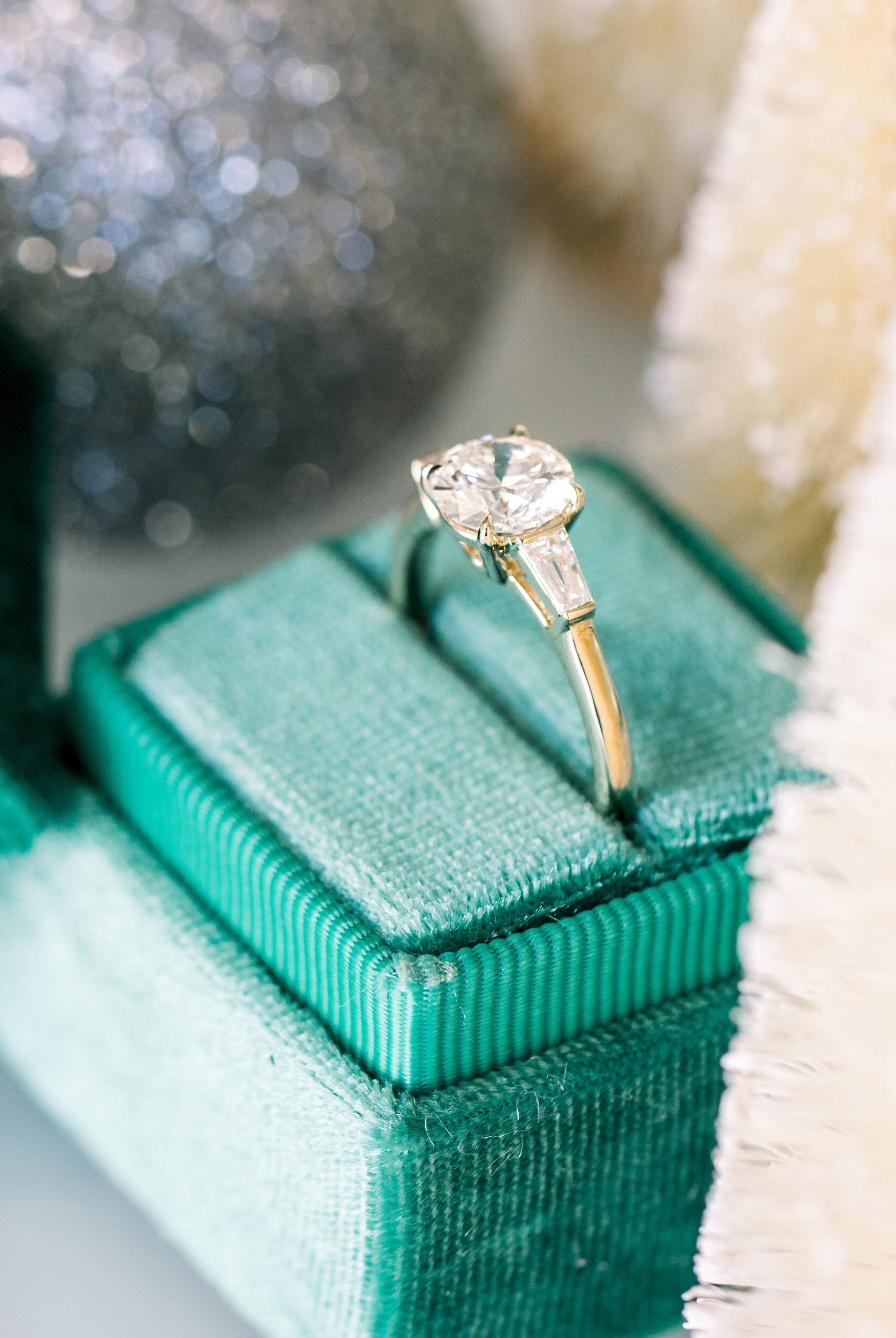 2.0CT Cathedral Set Round Moissanite Diamond Three Stone Engagement Ring
