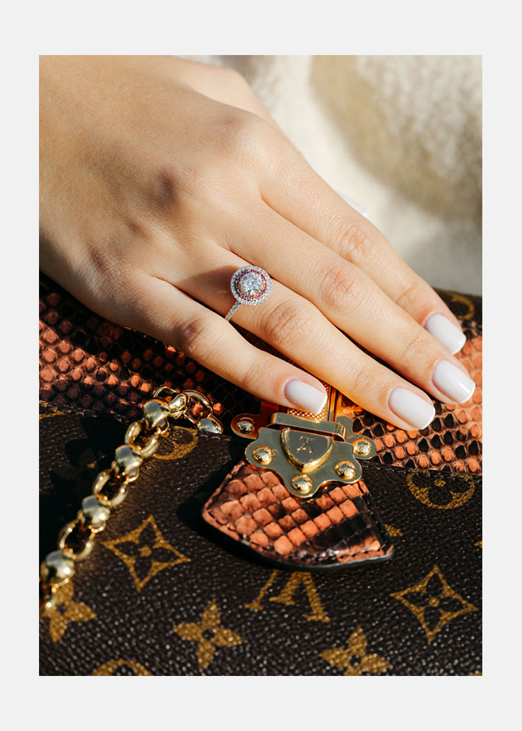 1.0ct Round Double Halo Moissanite Diamond Pave Engagement Ring For Women