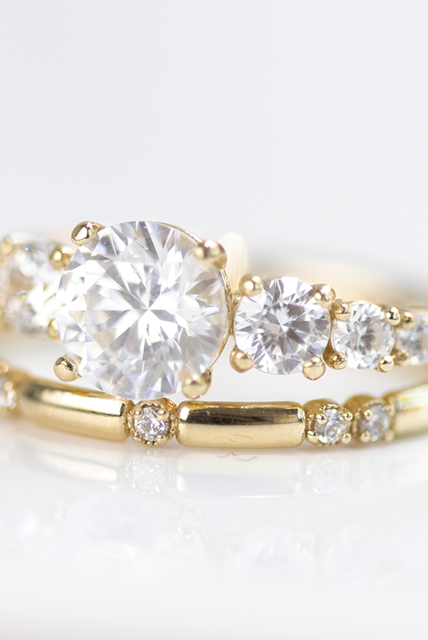 1.45CT Round Seven Stone Moissanite Diamond Solitaire Engagement Ring