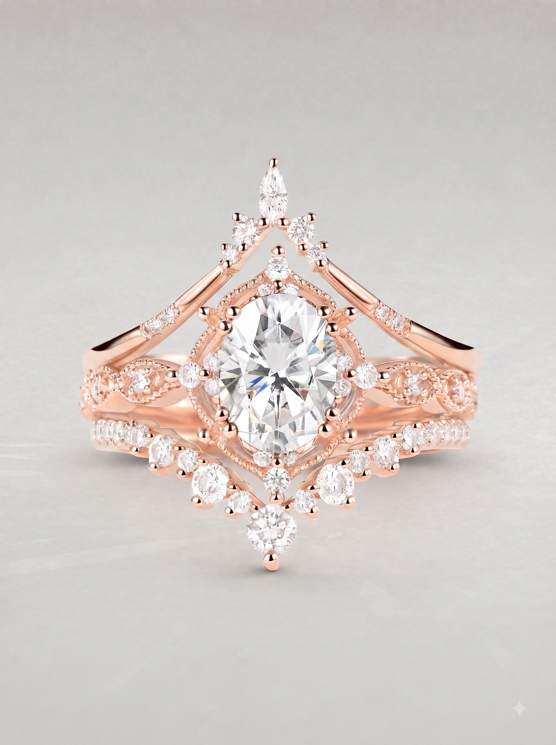 Lab Grown Cluster Ring Set