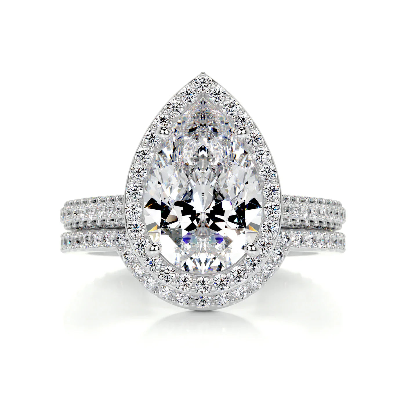 Moissanite Halo Ring Set
