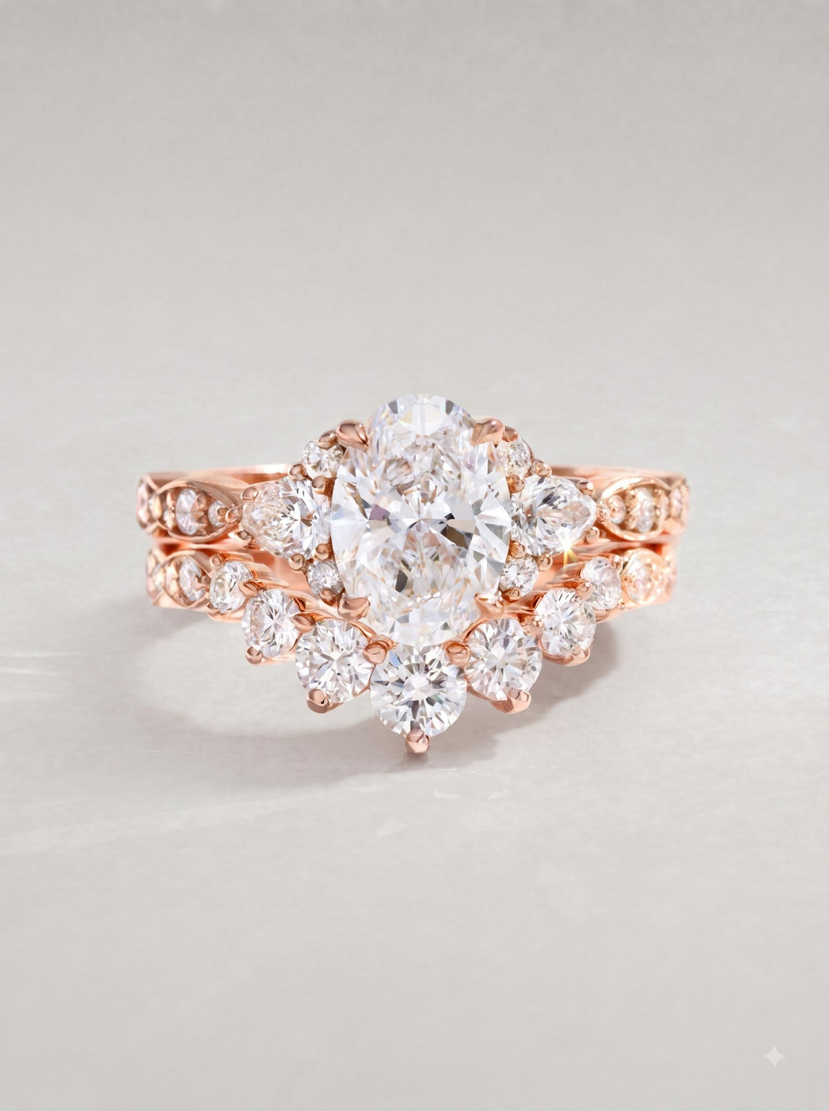 Lab Grown Halo Ring Set