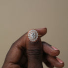 Cathedral Set Oval Double Halo Ring
