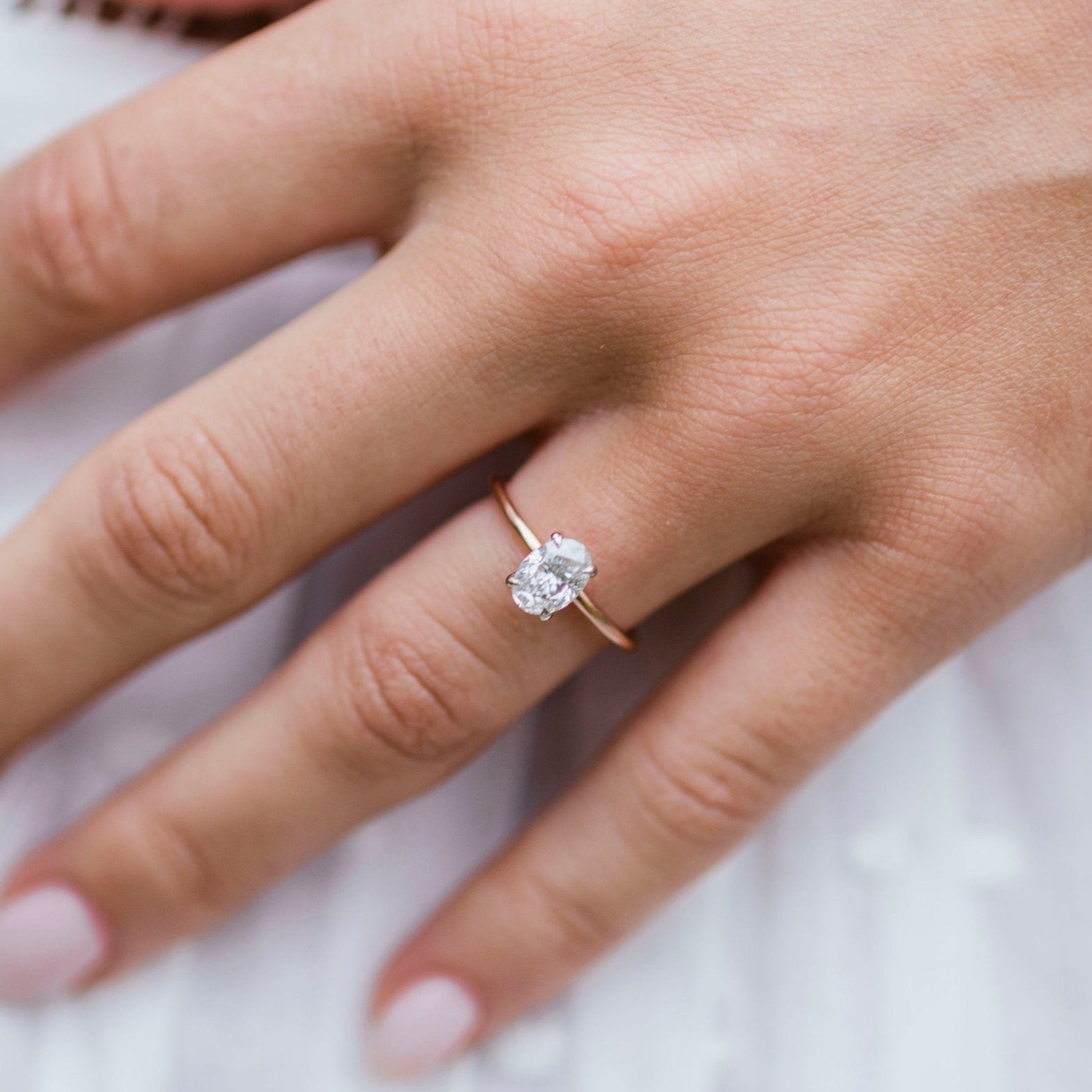 0.84ct Oval Moissanite Ring