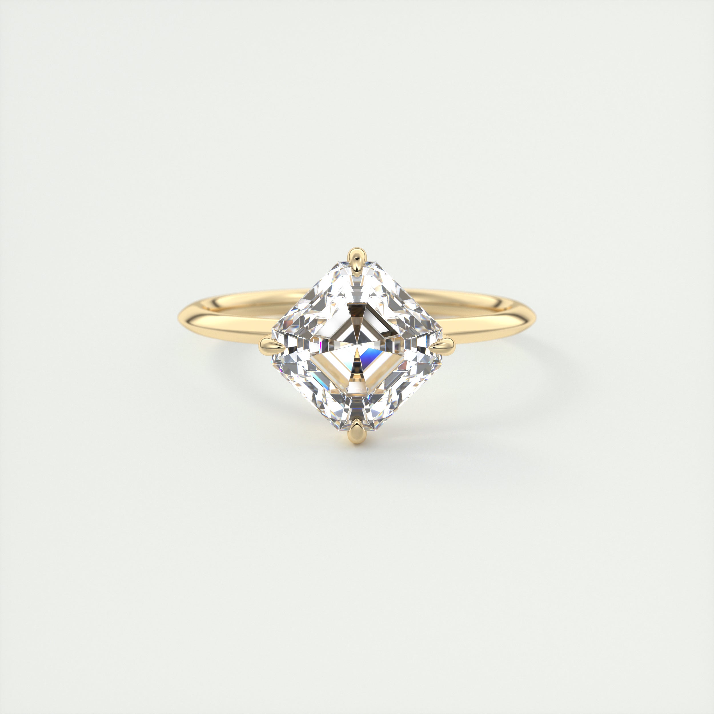 2CT Asscher Four Prong Moissanite Diamond Solitaire Engagement Ring
