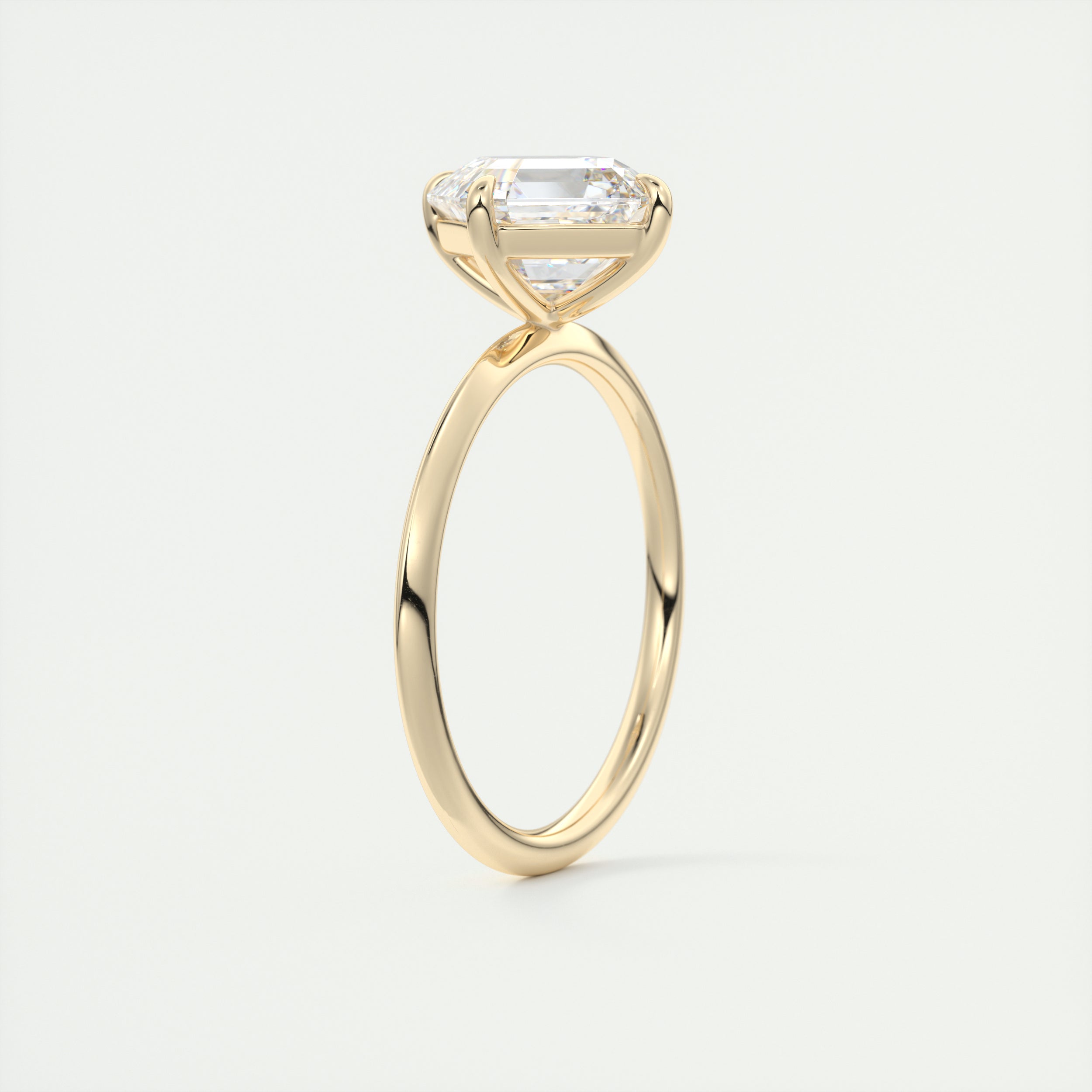 2CT Asscher Four Prong Moissanite Diamond Solitaire Engagement Ring
