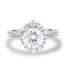 1.35CT Round Halo Moissanite Diamond Pave Engagement Ring In 14K Solid Gold