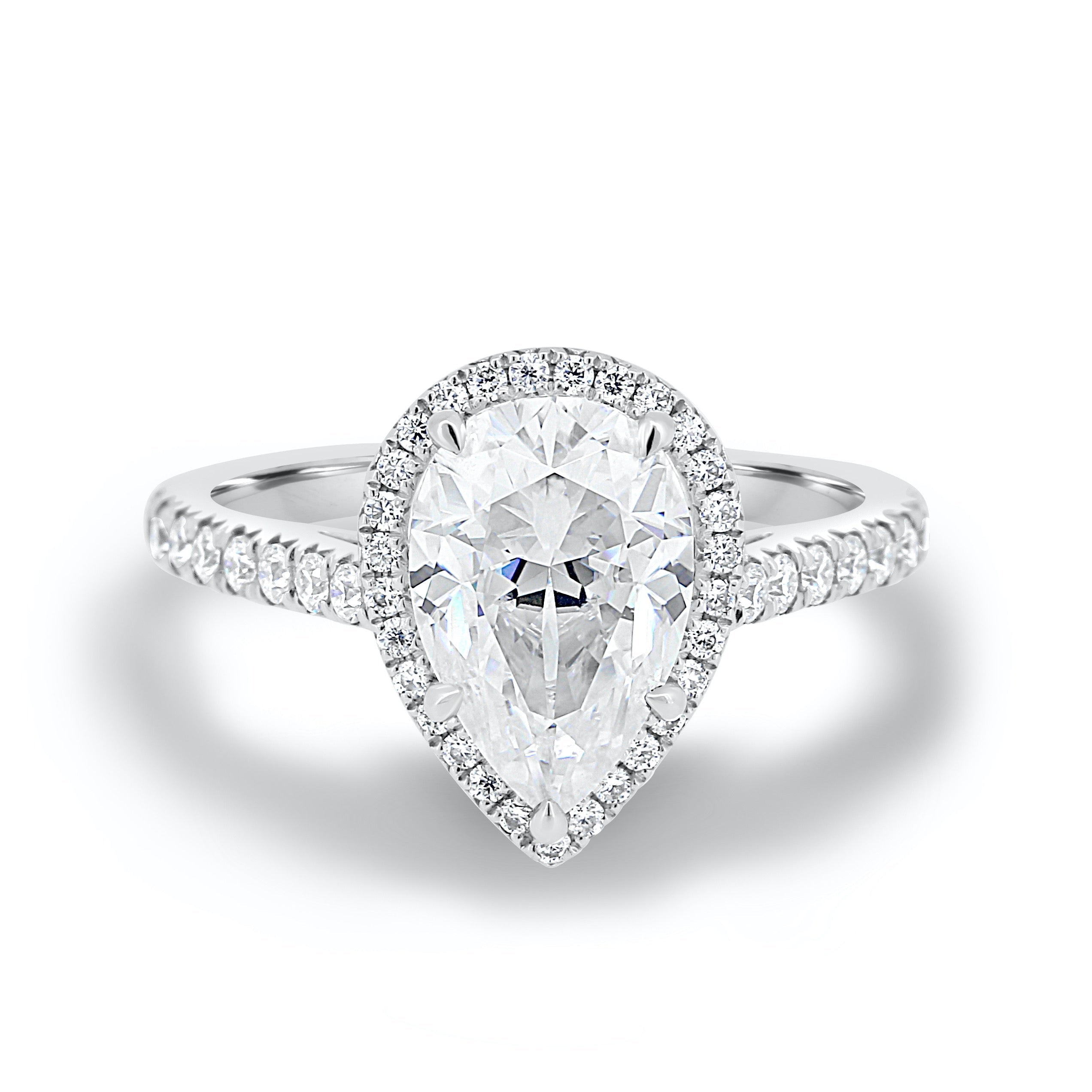 1.93CT Pear Halo Moissanite Diamond Pave Engagement Ring For Women