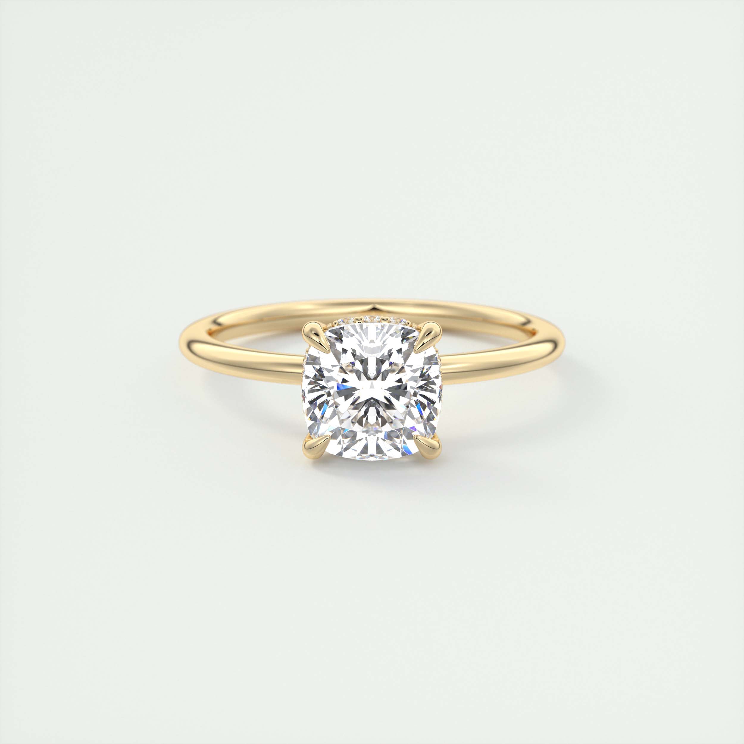 2CT Cushion Hidden Halo Moissanite Diamond Solitaire Engagement Ring