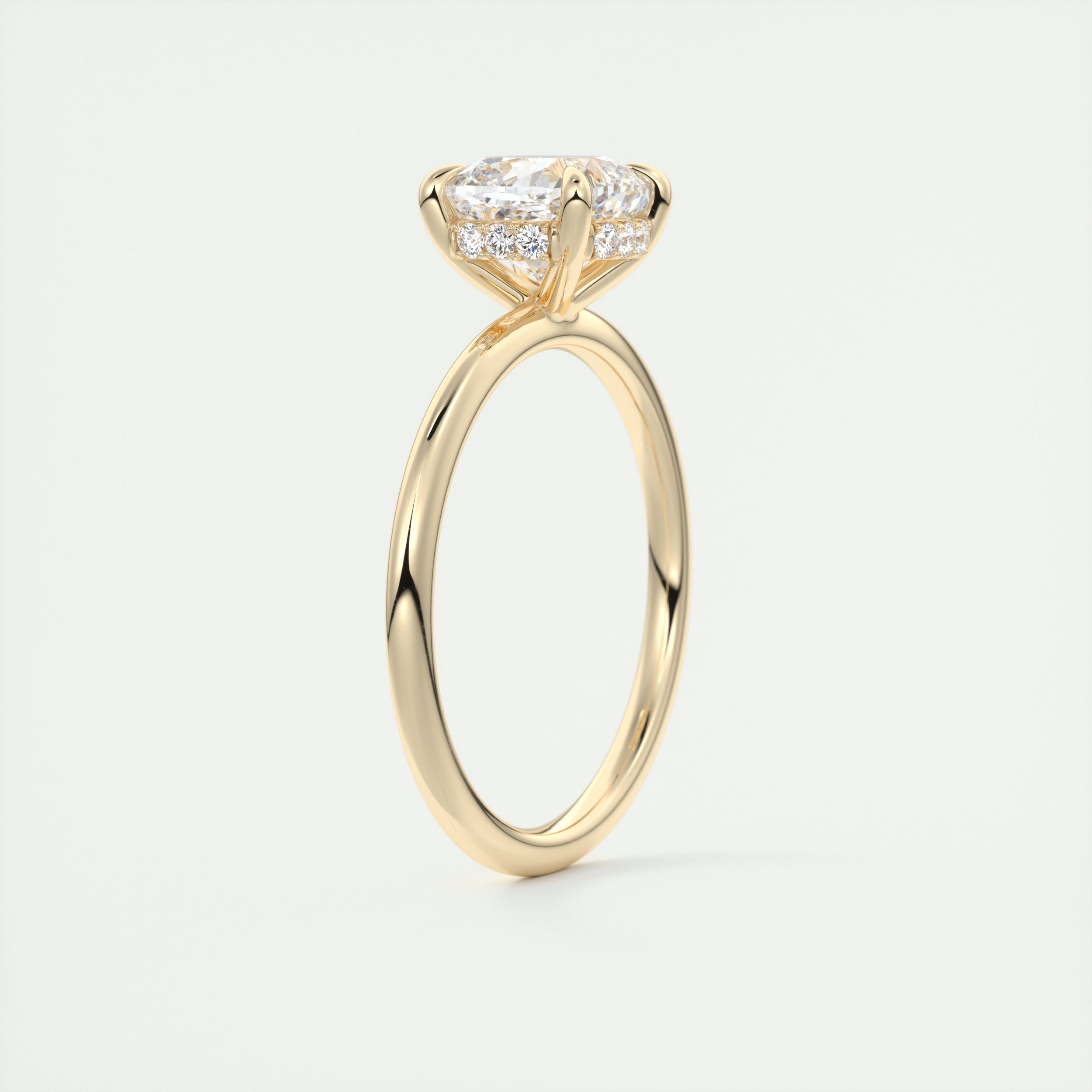 2CT Cushion Hidden Halo Moissanite Diamond Solitaire Engagement Ring