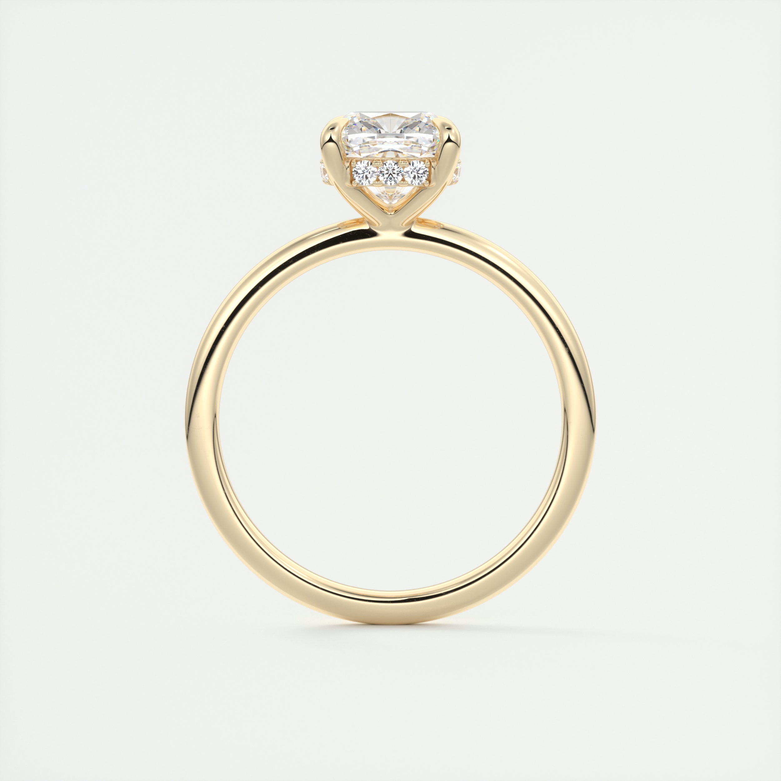 2CT Cushion Hidden Halo Moissanite Diamond Solitaire Engagement Ring