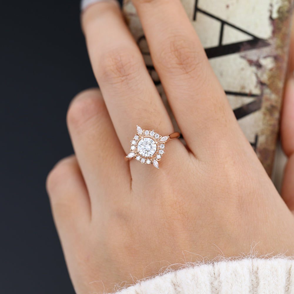 round-shaped-moissanite-cluster-engagement-ring