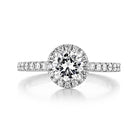 1.0ct Round Halo Moissanite Diamond Pave Engagement Ring For Her In 18K Solid Gold
