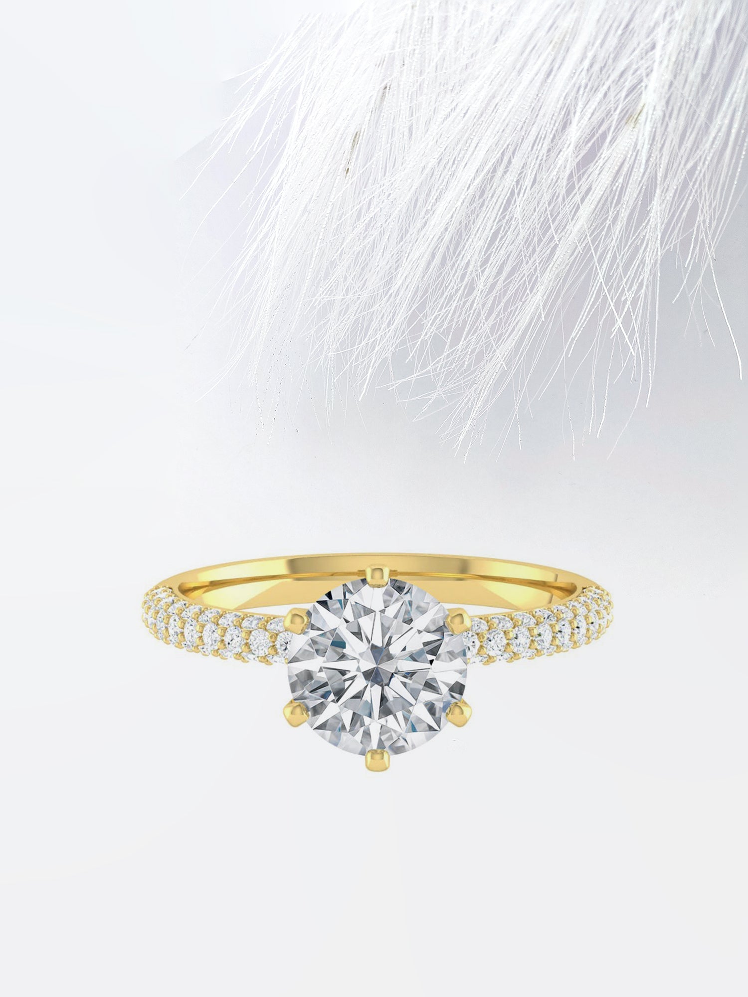 Round Cut Moissanite Pave Diamond Engagement Ring For Women