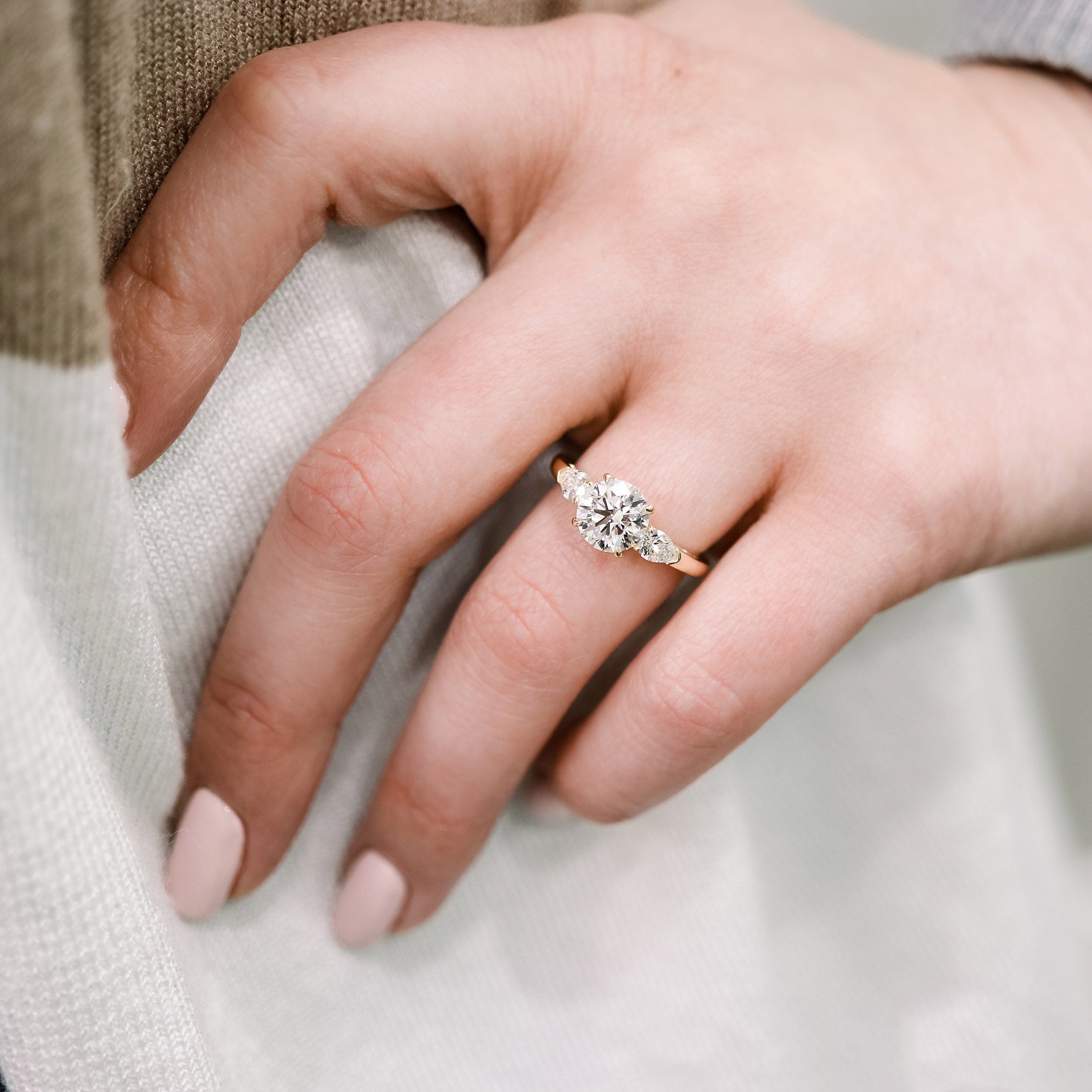 Round and Pear Moissanite Ring
