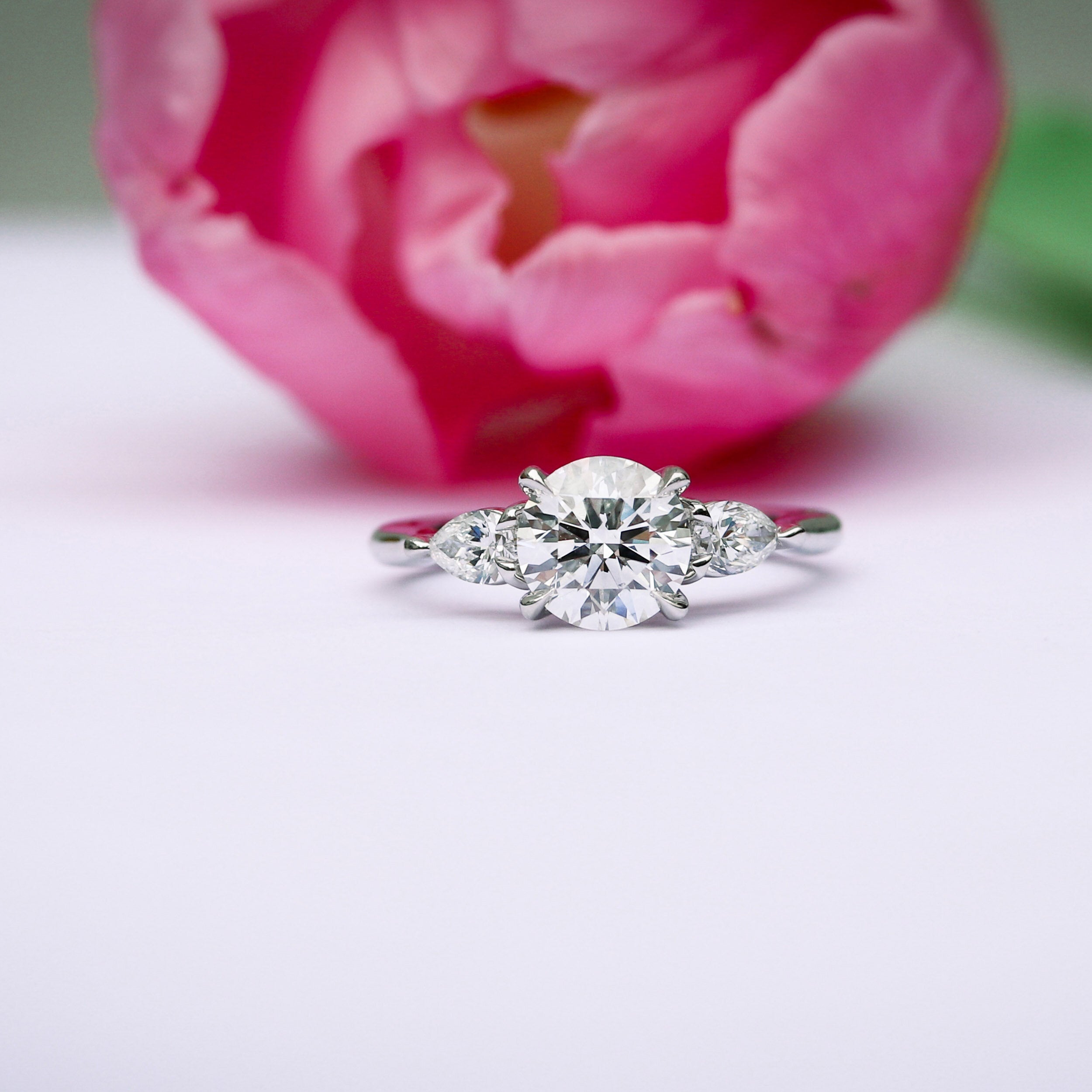 Three Stone Moissanite Engagement Ring
