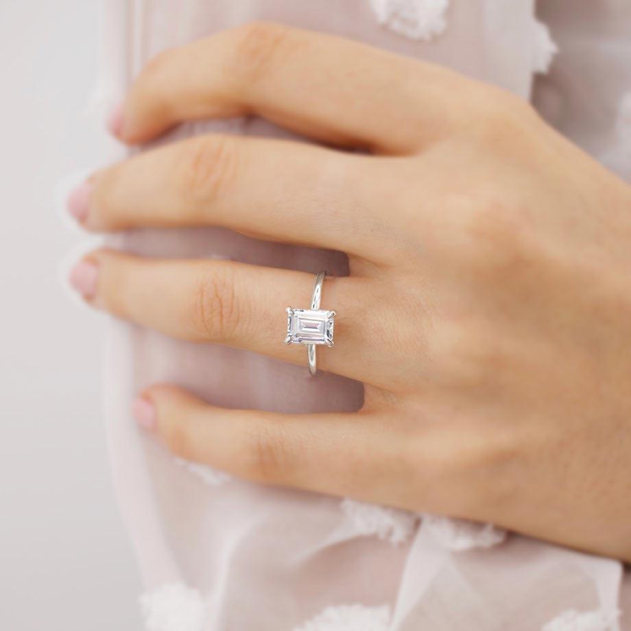 Emerald Cut Moissanite Ring