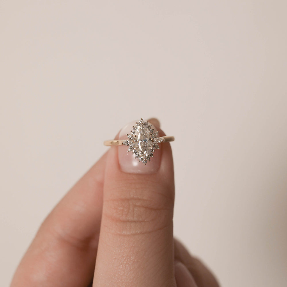 Marquise Cluster Moissanite Ring