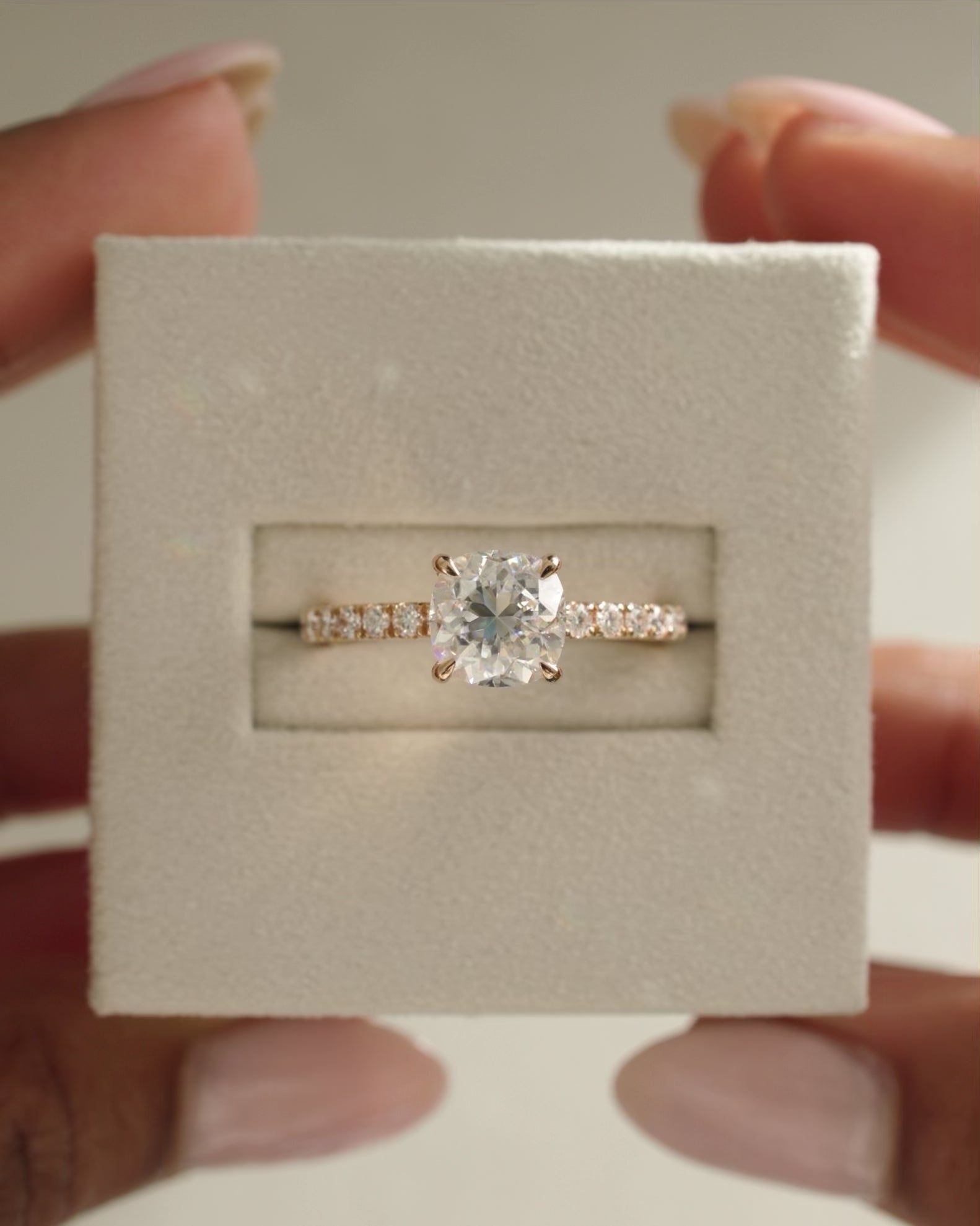 1 Carat Cushion Cut Moissanite Ring