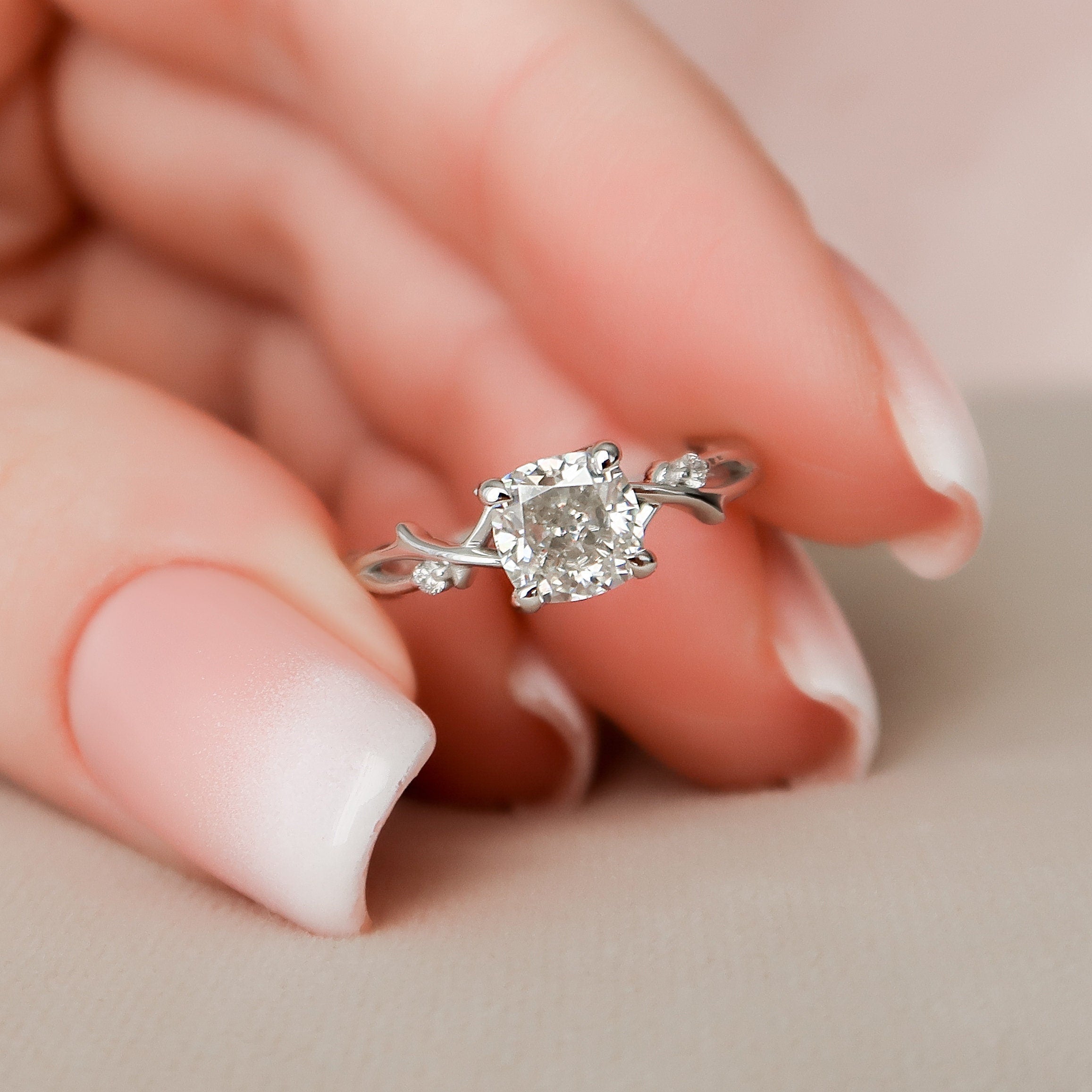 1ct Cushion Moissanite Ring