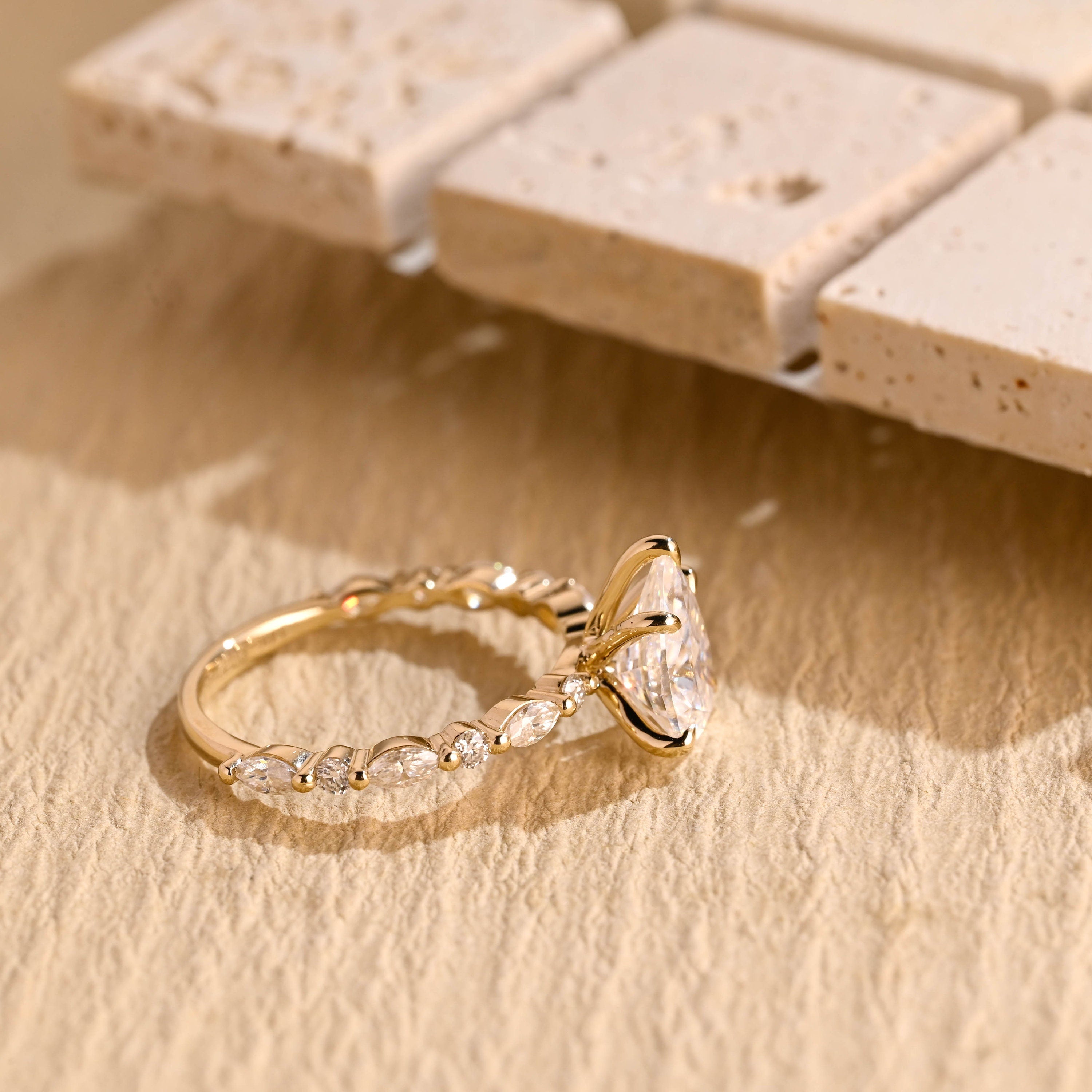 modern pear pavé engagement ring USA