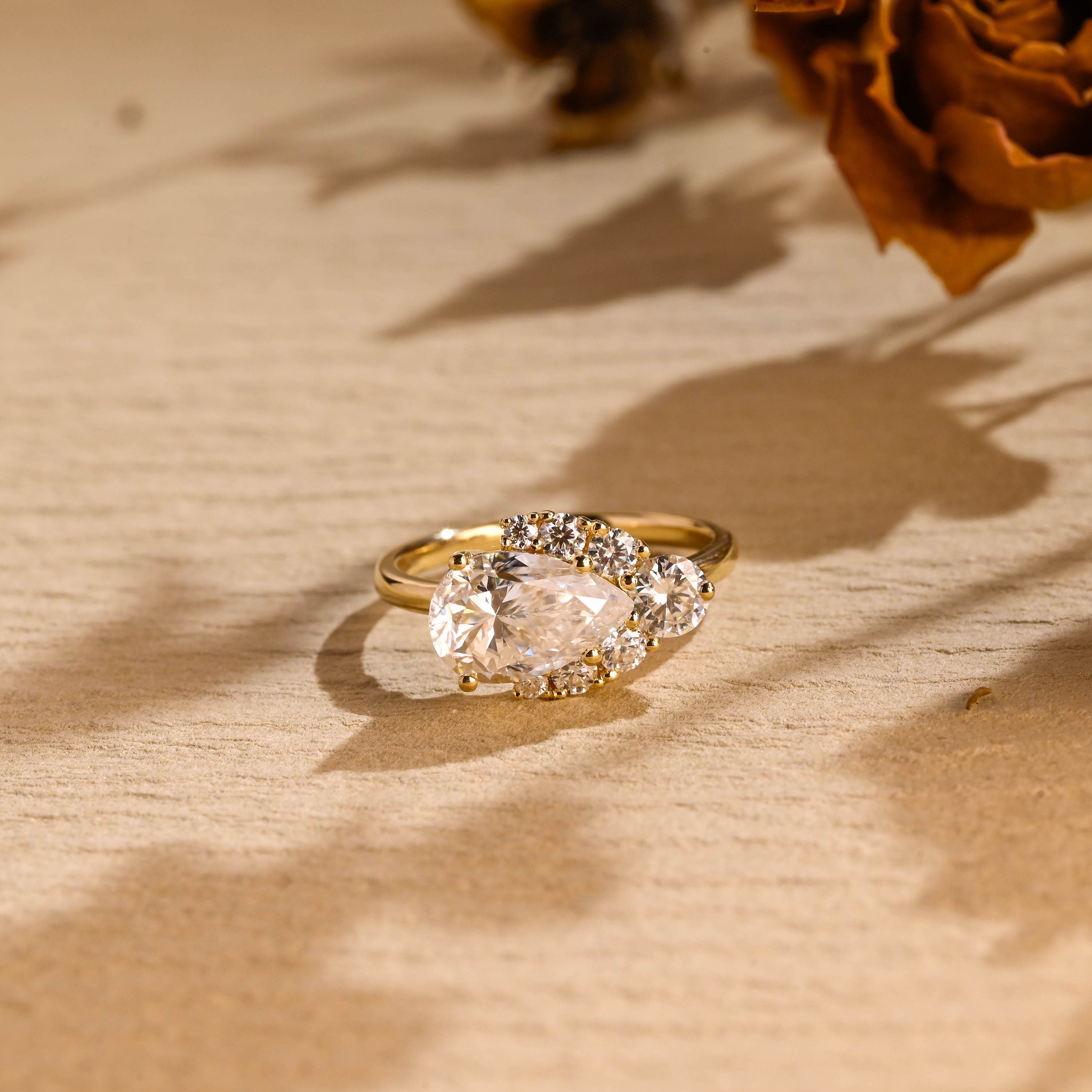 1 carat east west moissanite engagement ring