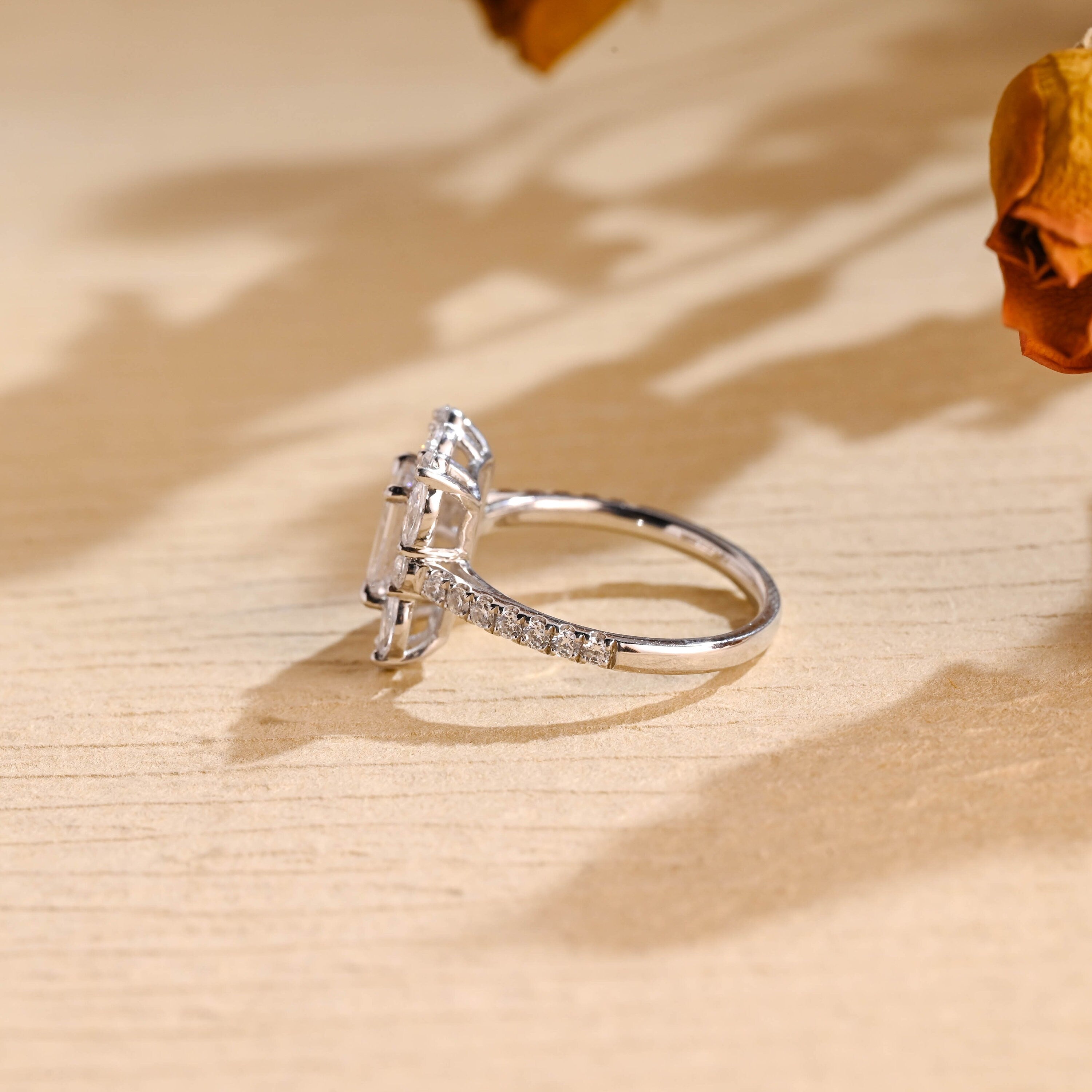 Cluster Moissanite Engagement Ring