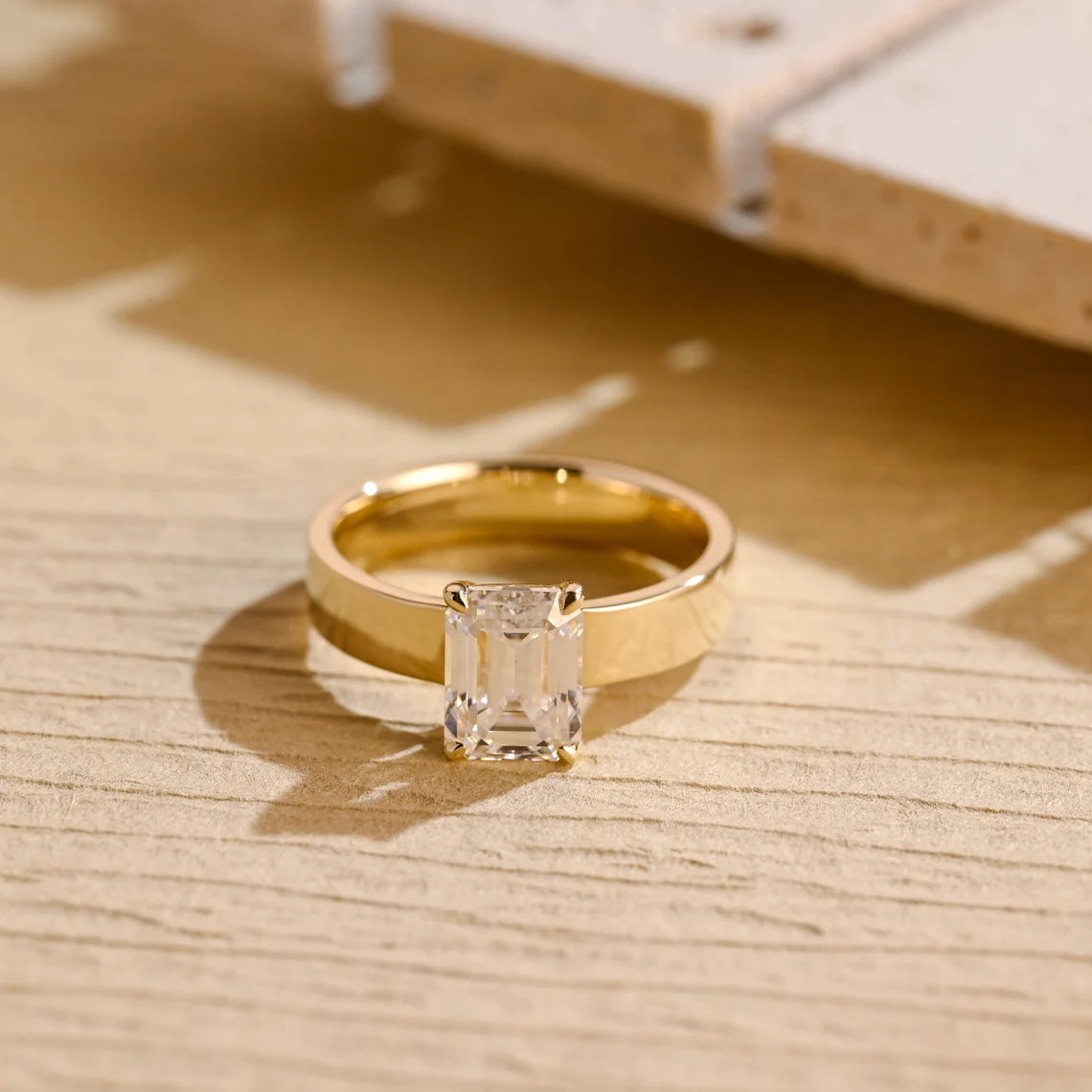 Emerald Cut Moissanite Ring